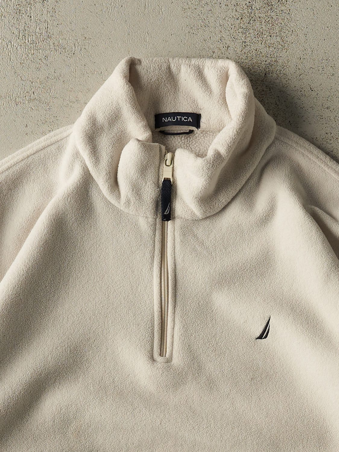 Vintage 90s Beige Nautica Quarter Zip Fleece (XXL)