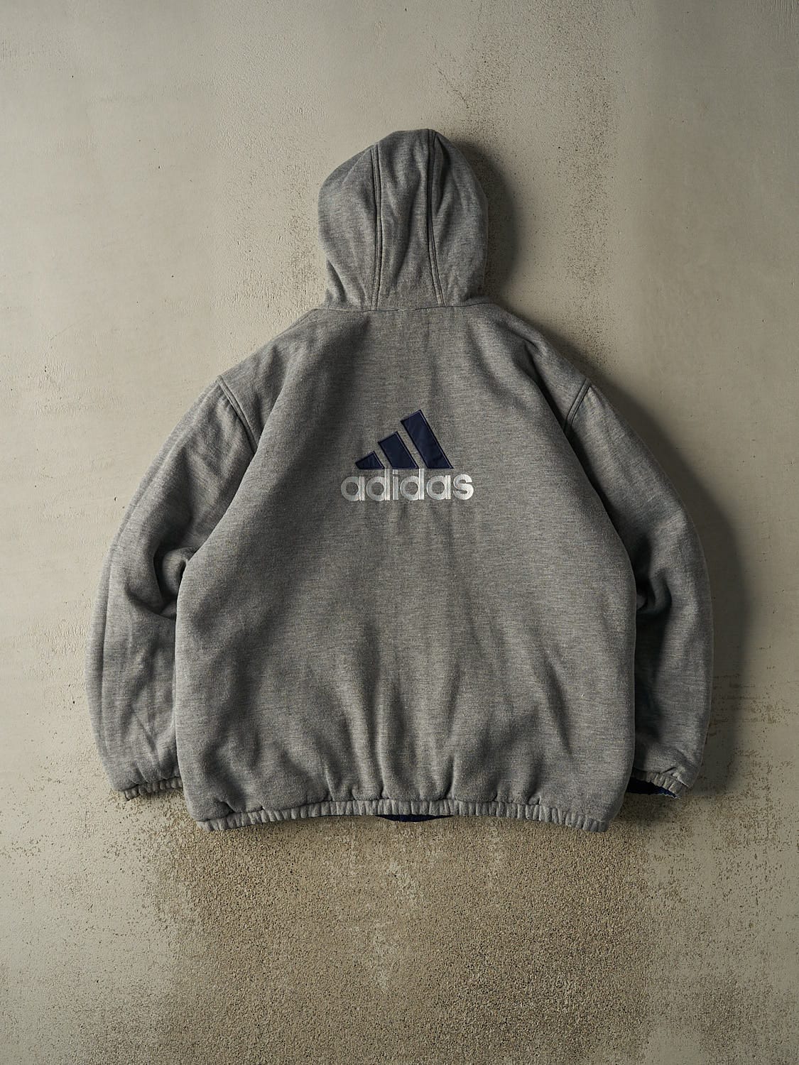 Vintage Y2K Navy Blue Adidas Reversible Windbreaker Jacket (XXL/XXXL)