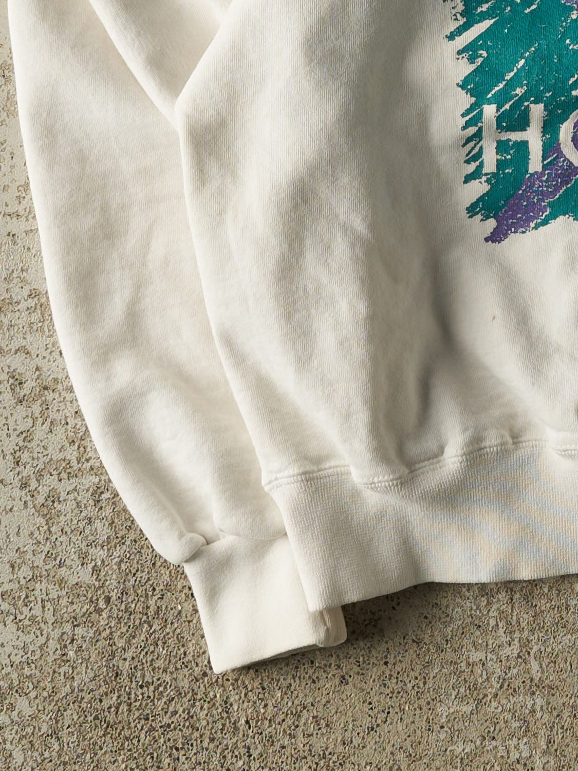 Vintage 80s White "Weekends Were Made For Hockey" Crewneck (XS/S)