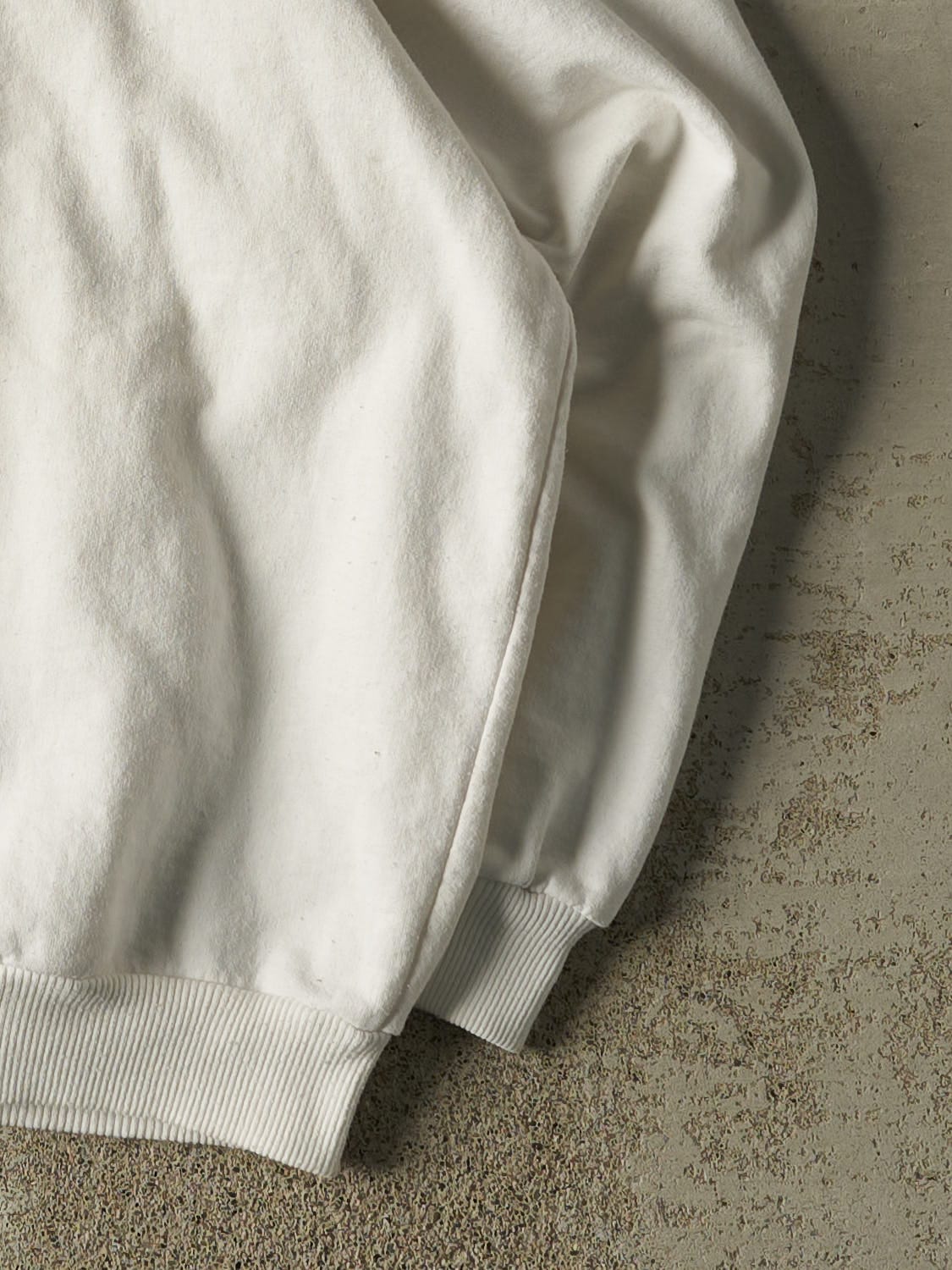 Vintage 90s White Bell Embroidered Quarter Button Sweater (L/XL)