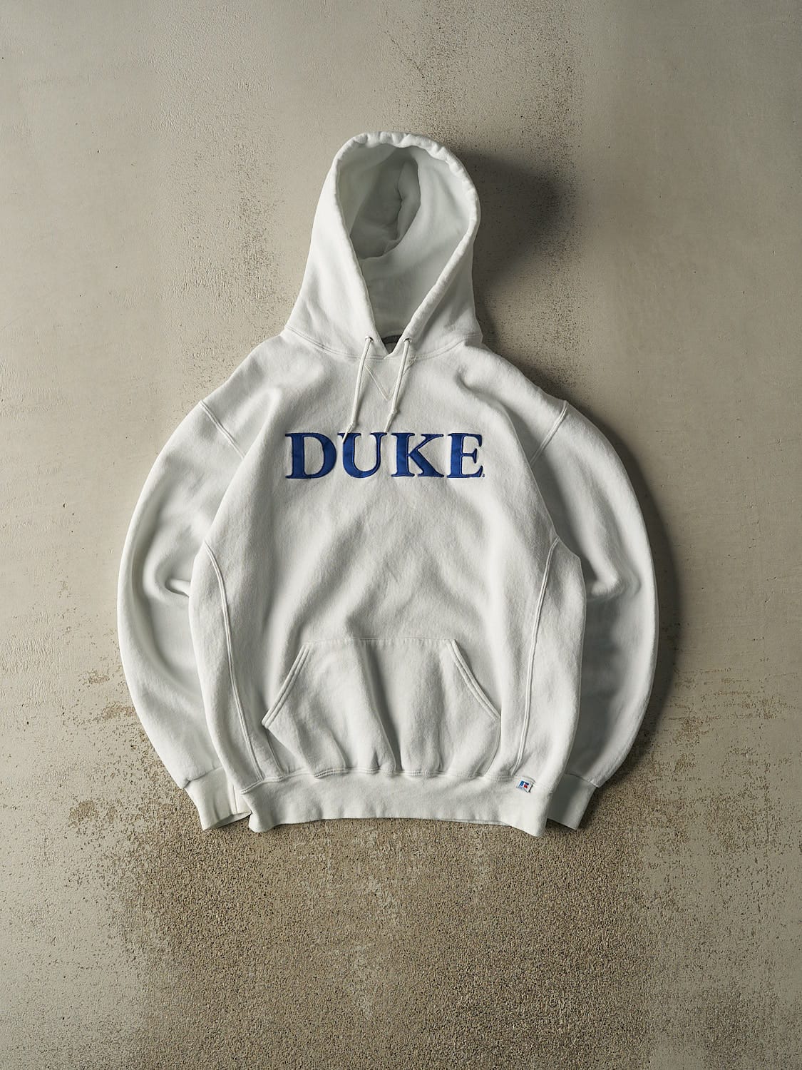Vintage Y2K White Russell Athletic Duke University Hoodie (L/XL)