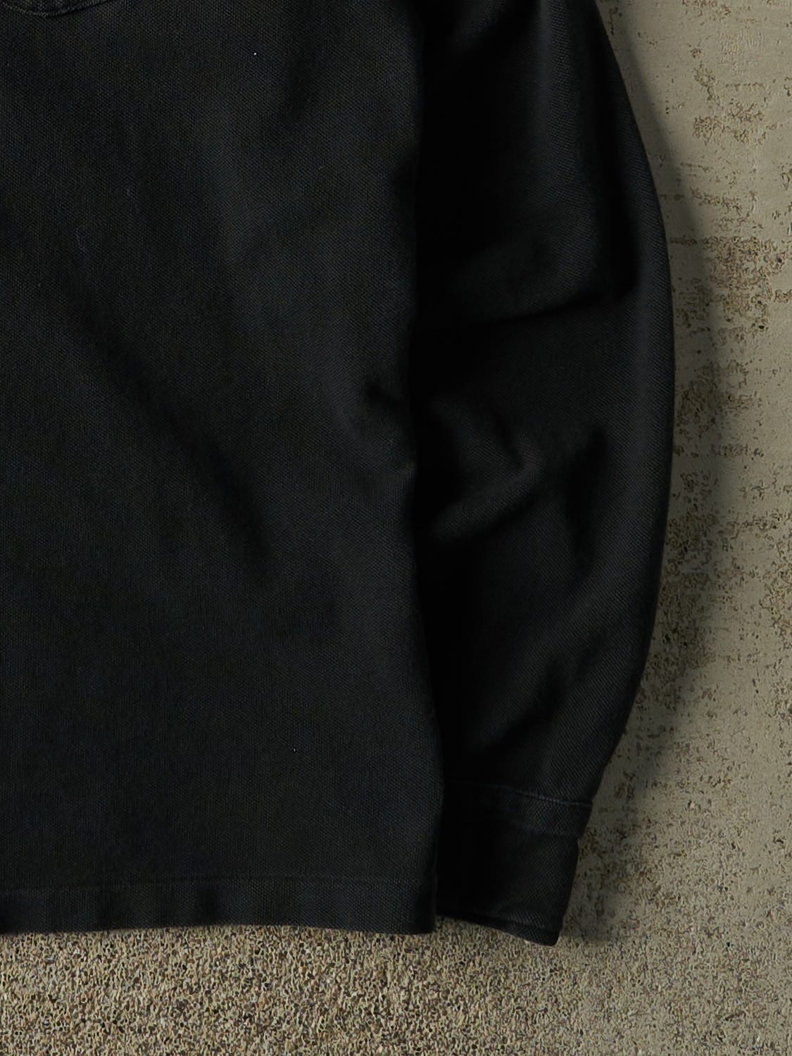 Vintage 90s Black Polo Quarter Button Long Sleeve (L)