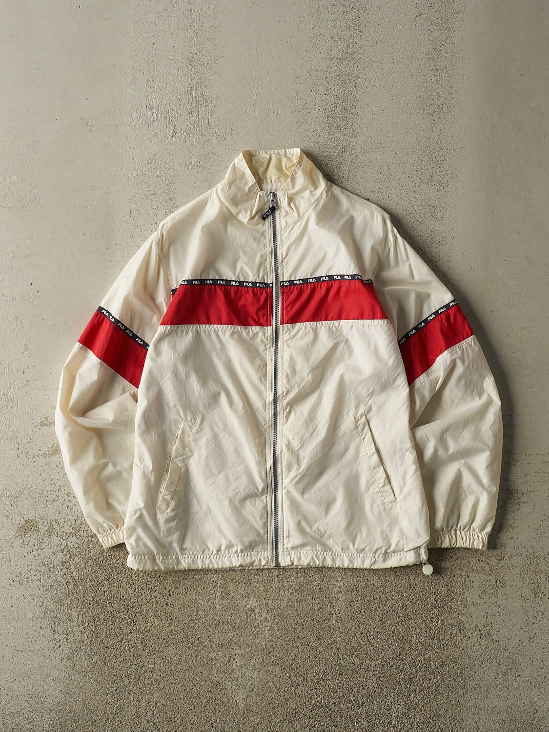 Vintage Y2K White Fila Windbreaker Jacket (S/M)