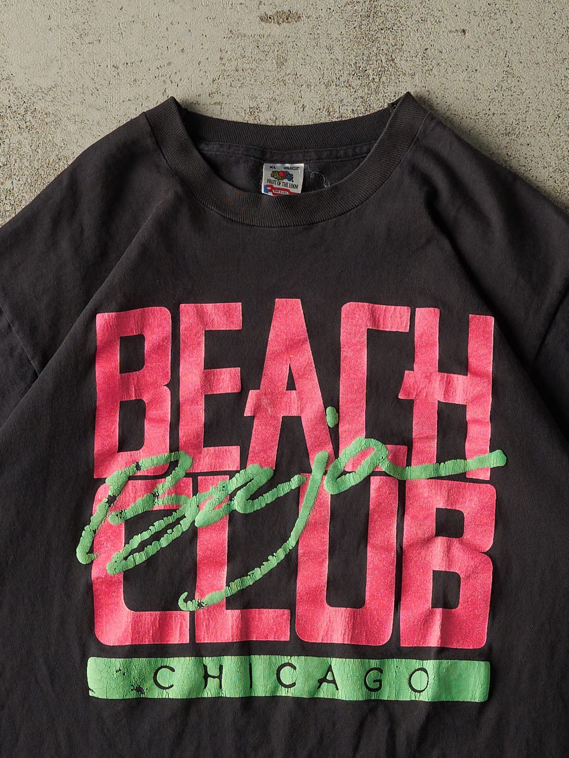 Vintage 80s Black Chicago Beach Club Single Stitch Tee (L)