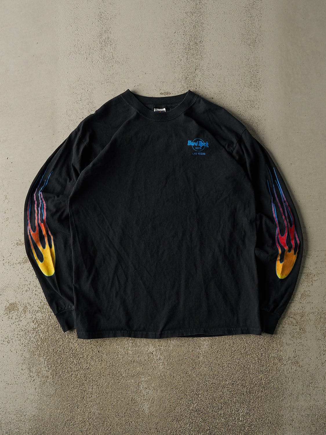 Vintage 90s Black Hard Rock Hotel Las Vegas Flames Long Sleeve (L/XL)