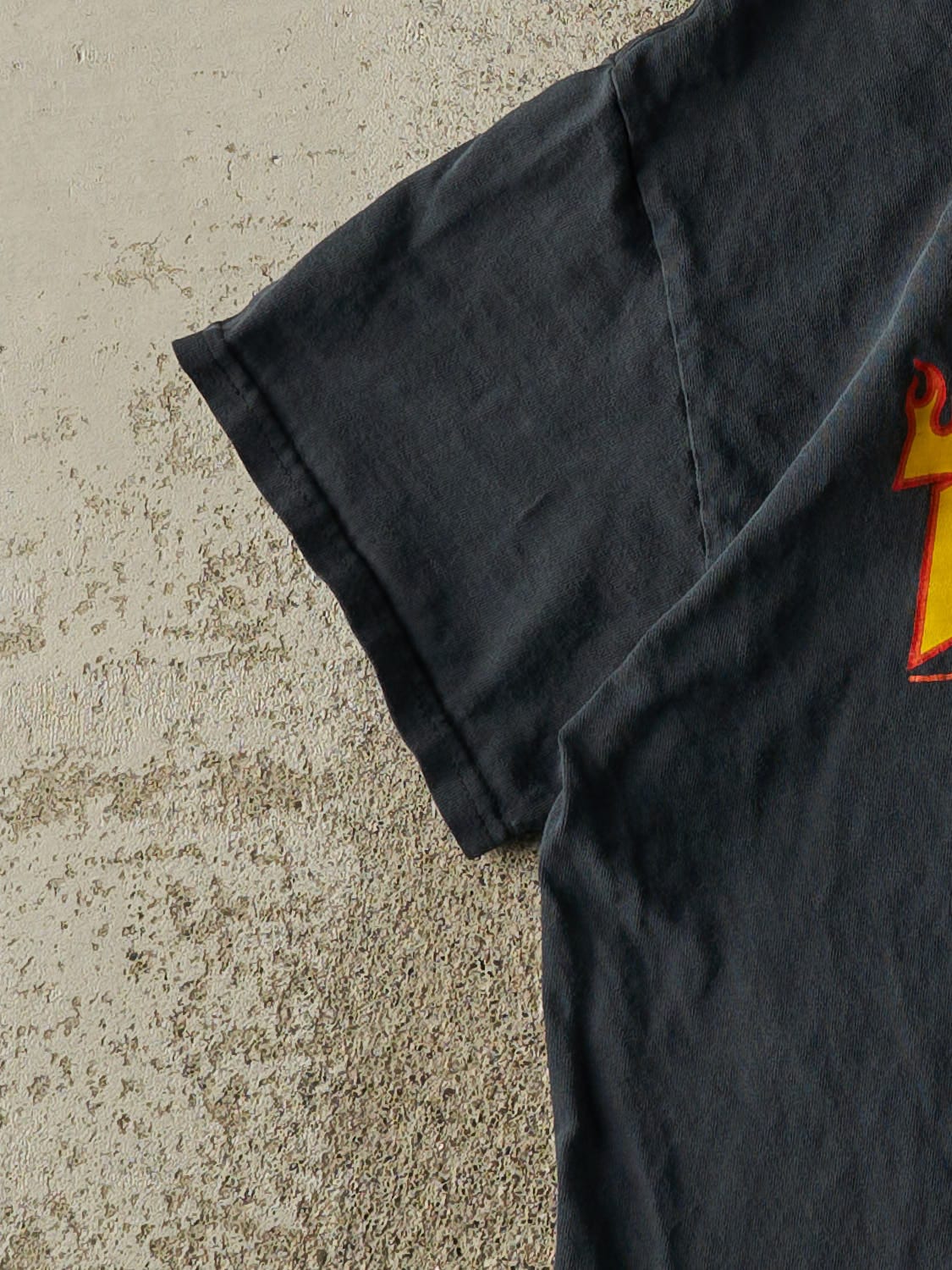 Vintage Y2K Faded Black Thrasher Tee (S/M)