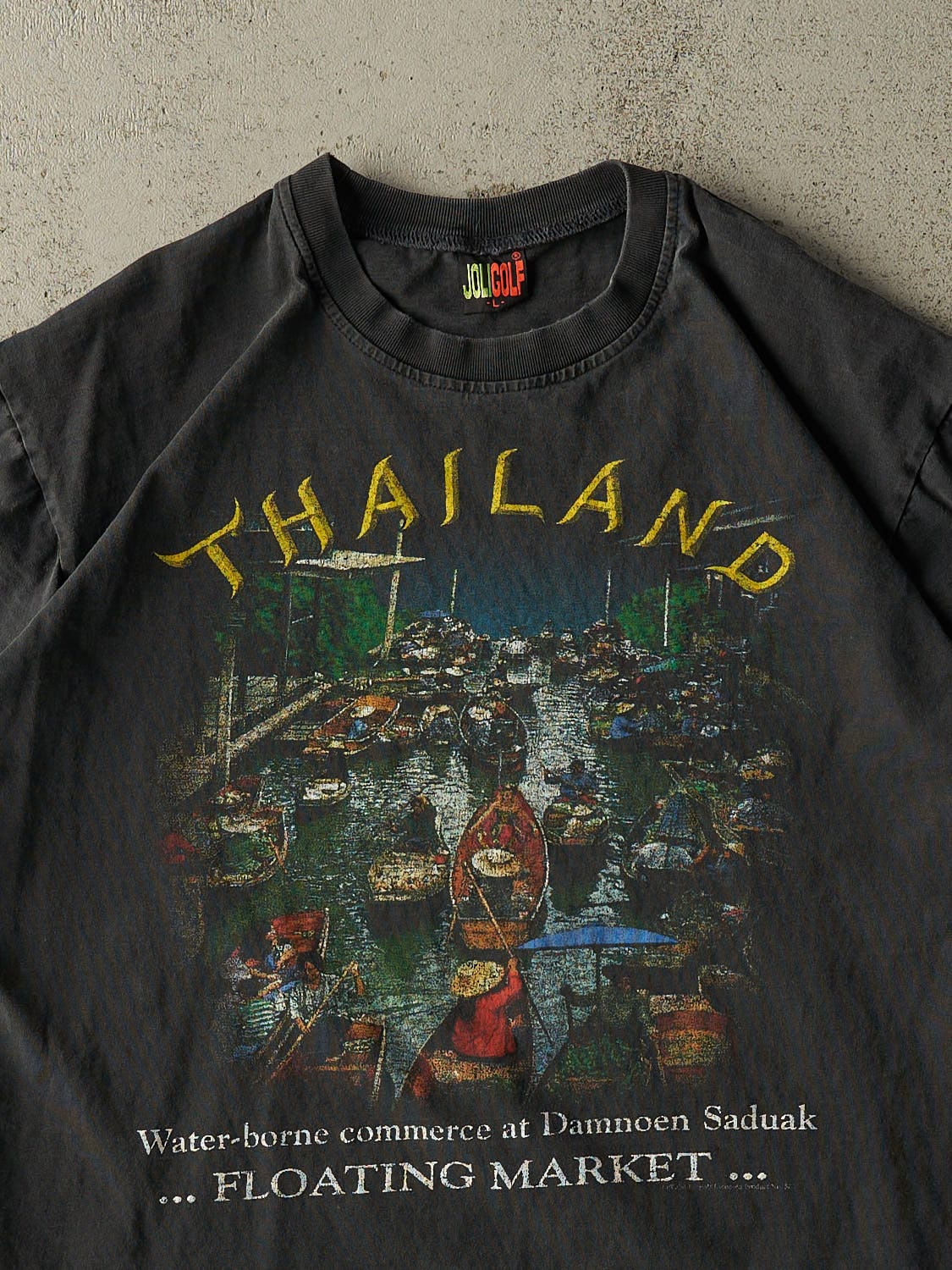 Vintage 90s Faded Black Thailand Tee (M)