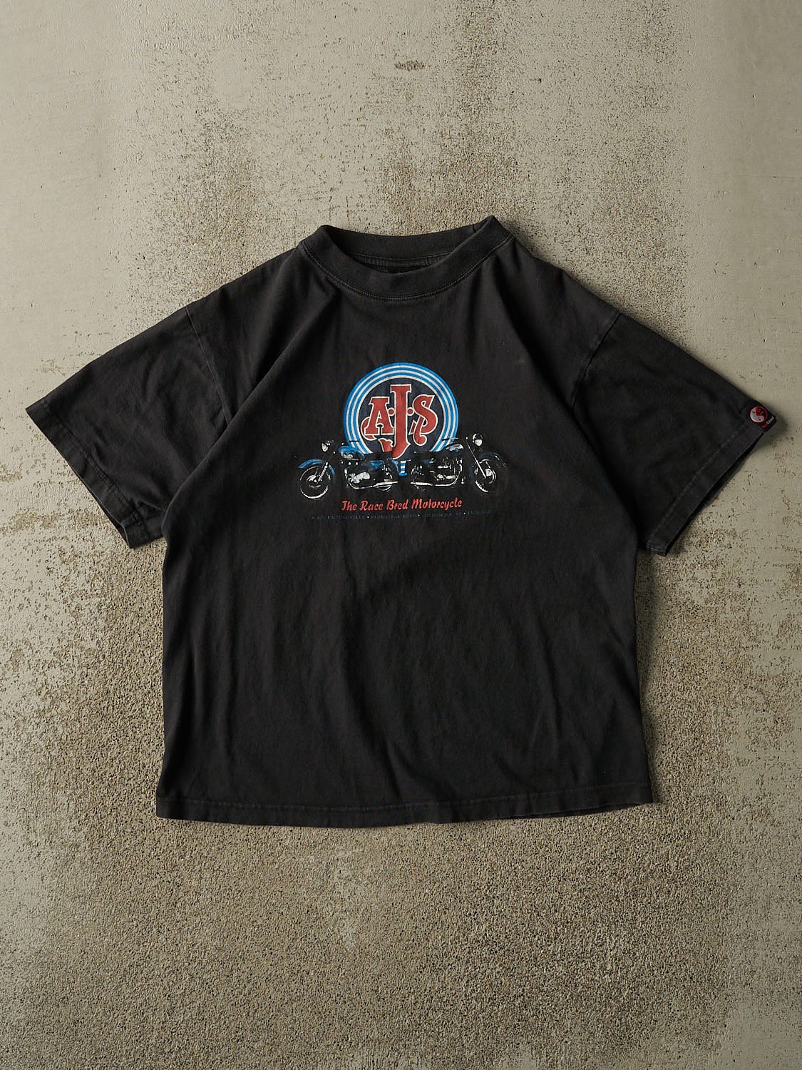 Vintage 90s Black AJS Motorcycle Tee (S)