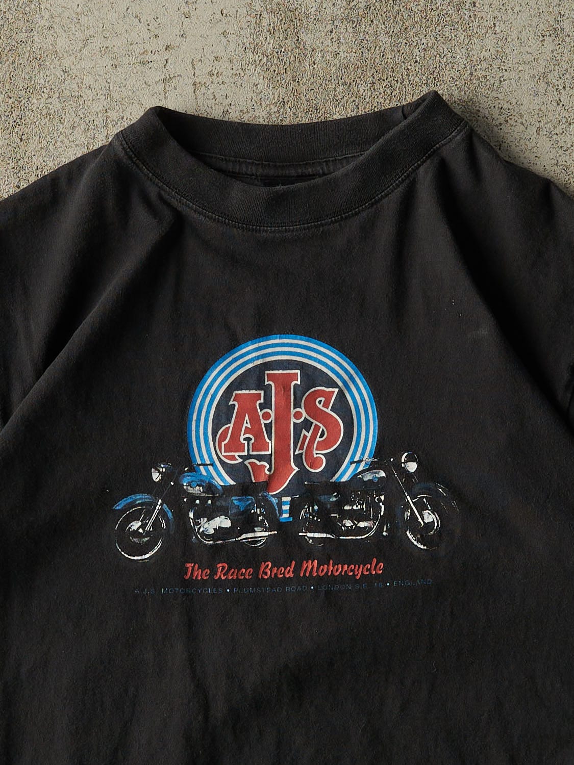 Vintage 90s Black AJS Motorcycle Tee (S)