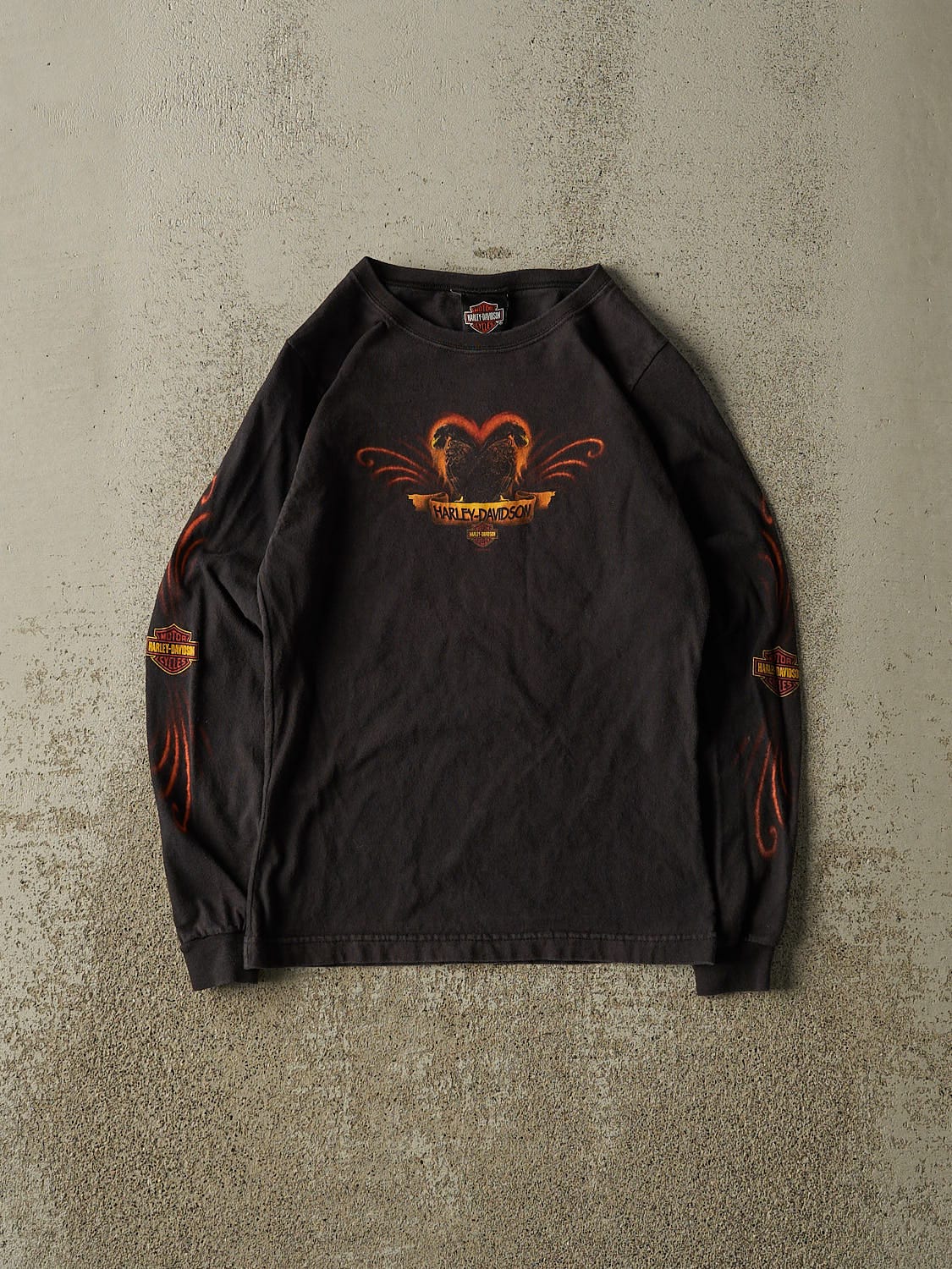 Vintage 06' Black Harley Davidson Quebec Flame Long Sleeve (XXS/XS)