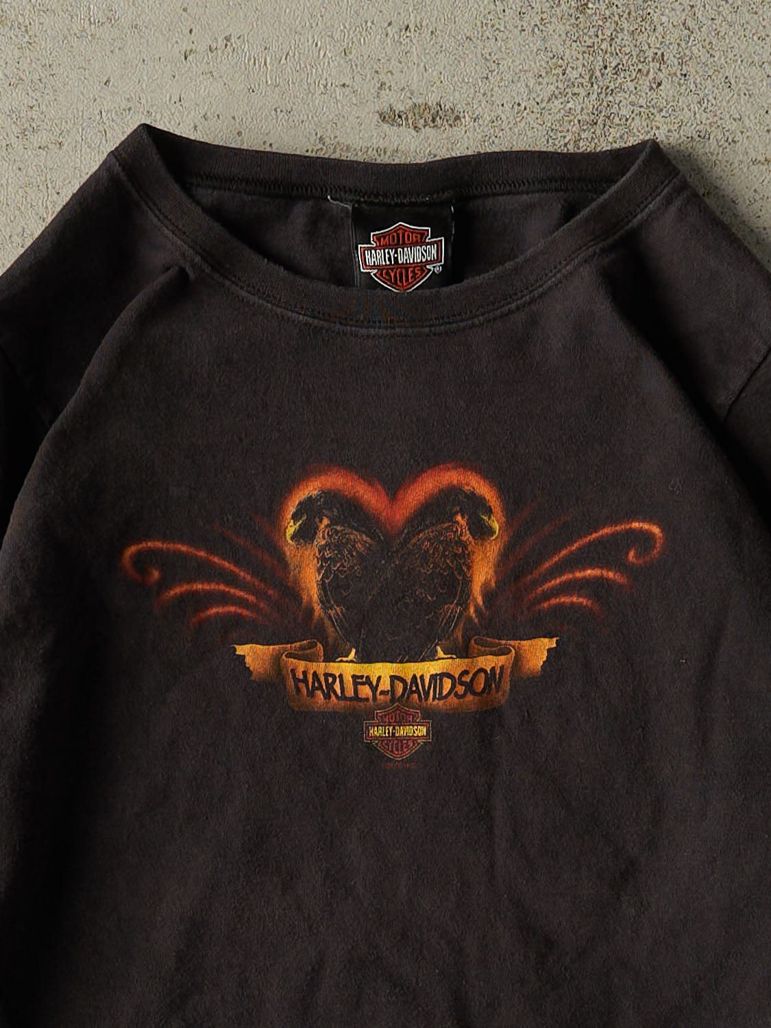 Vintage 06' Black Harley Davidson Quebec Flame Long Sleeve (XXS/XS)