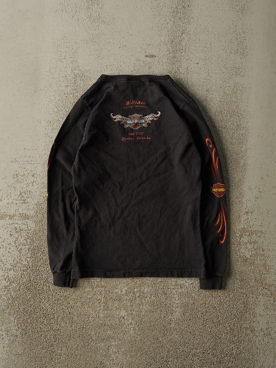 Vintage 06' Black Harley Davidson Quebec Flame Long Sleeve (XXS/XS)