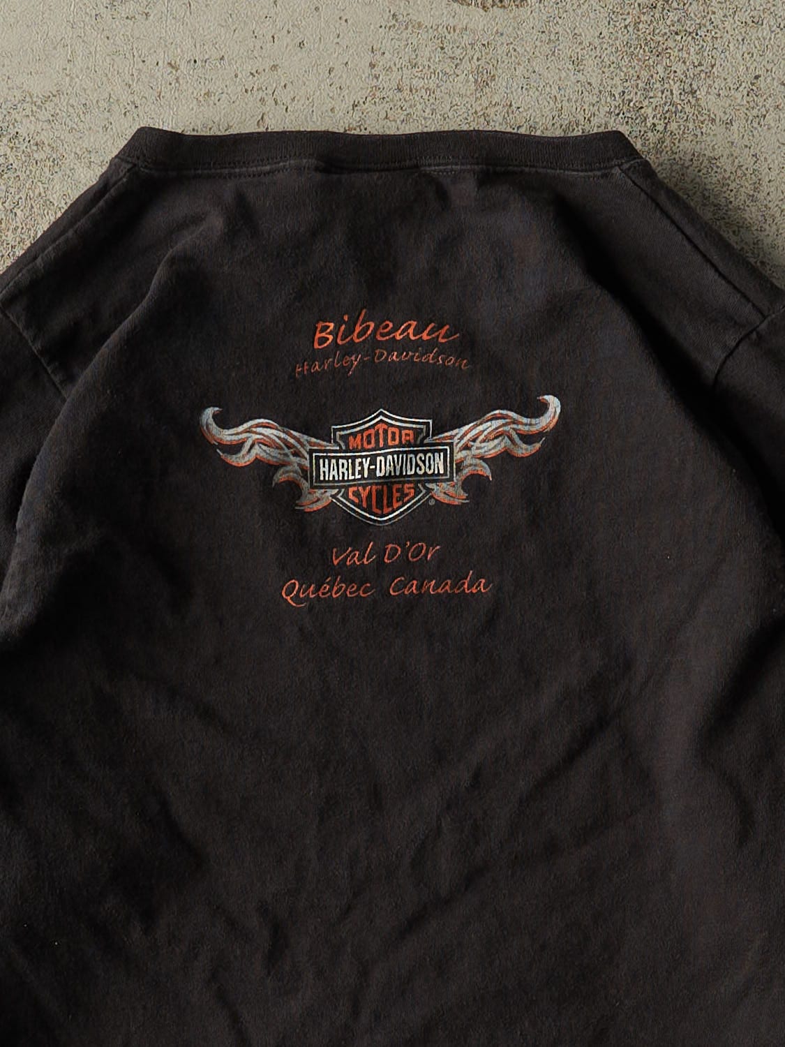 Vintage 06' Black Harley Davidson Quebec Flame Long Sleeve (XXS/XS)