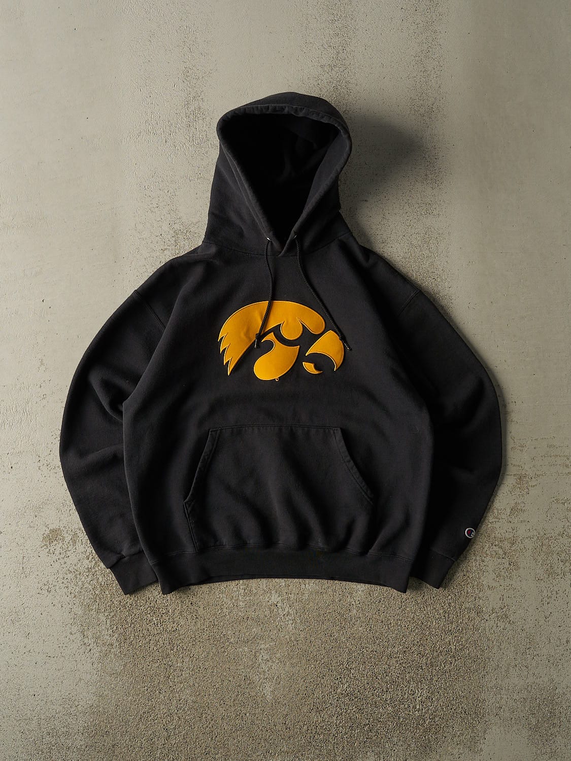 Vintage 90s Black Champion Iowa Hawkeyes Hoodie (S/M)