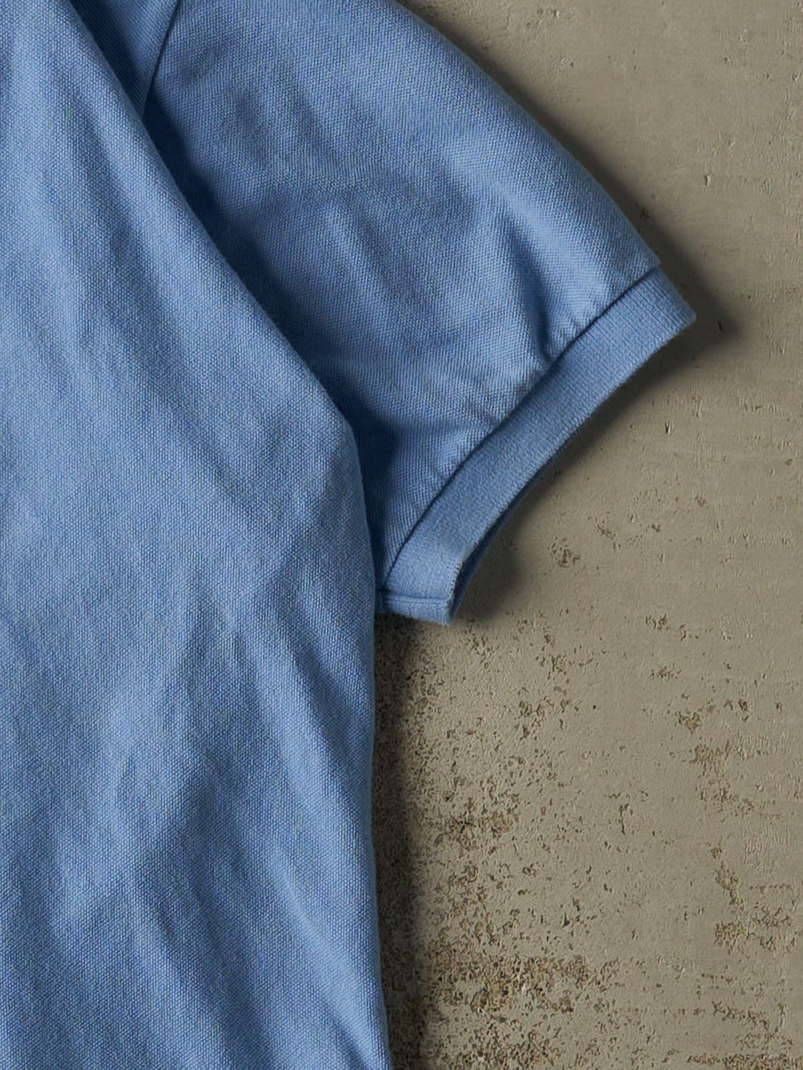 Vintage 90s Baby Blue Polo Quarter Button Tee (XL)
