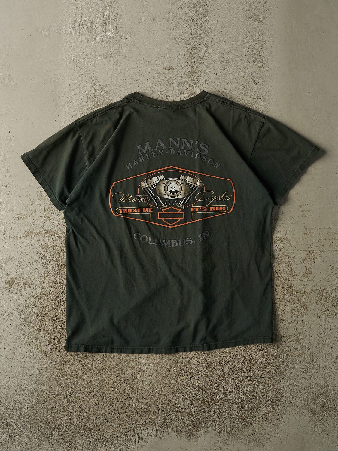 Vintage 10' Green Harley Davidson Motorcycles Columbus IN Tee (L/XL)