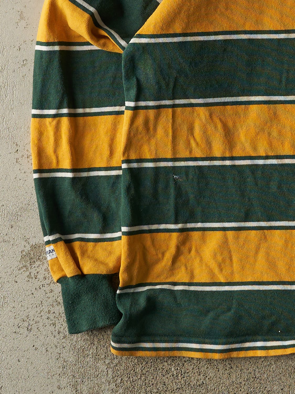 Vintage 90s Green & Yellow Quarter Button Long Sleeve (XL)