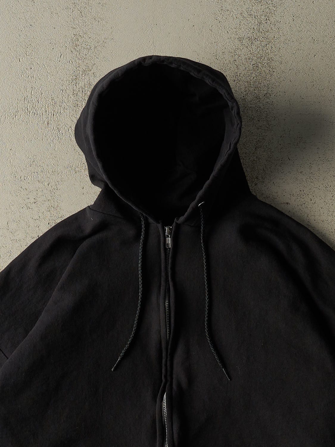 Vintage 90s Black Blank Zip Up Hoodie (L/XL)
