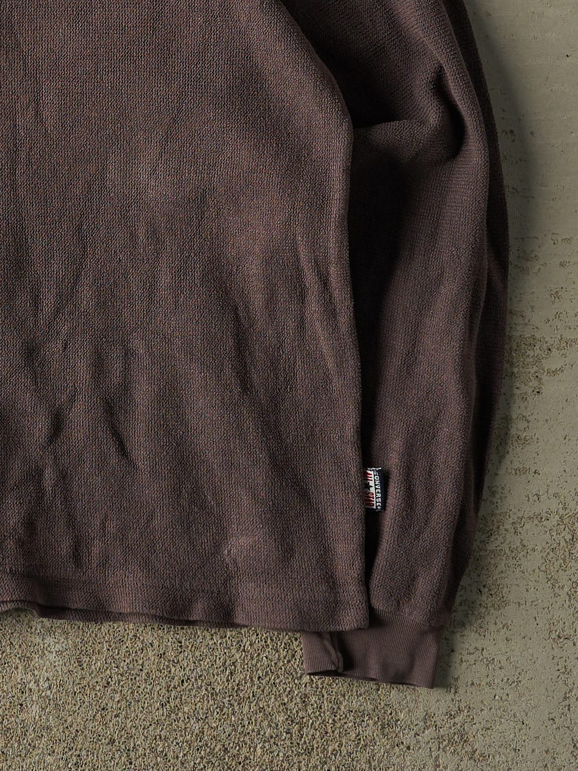 Vintage 90s Brown Converse Quarter Button Long Sleeve (L/XL)