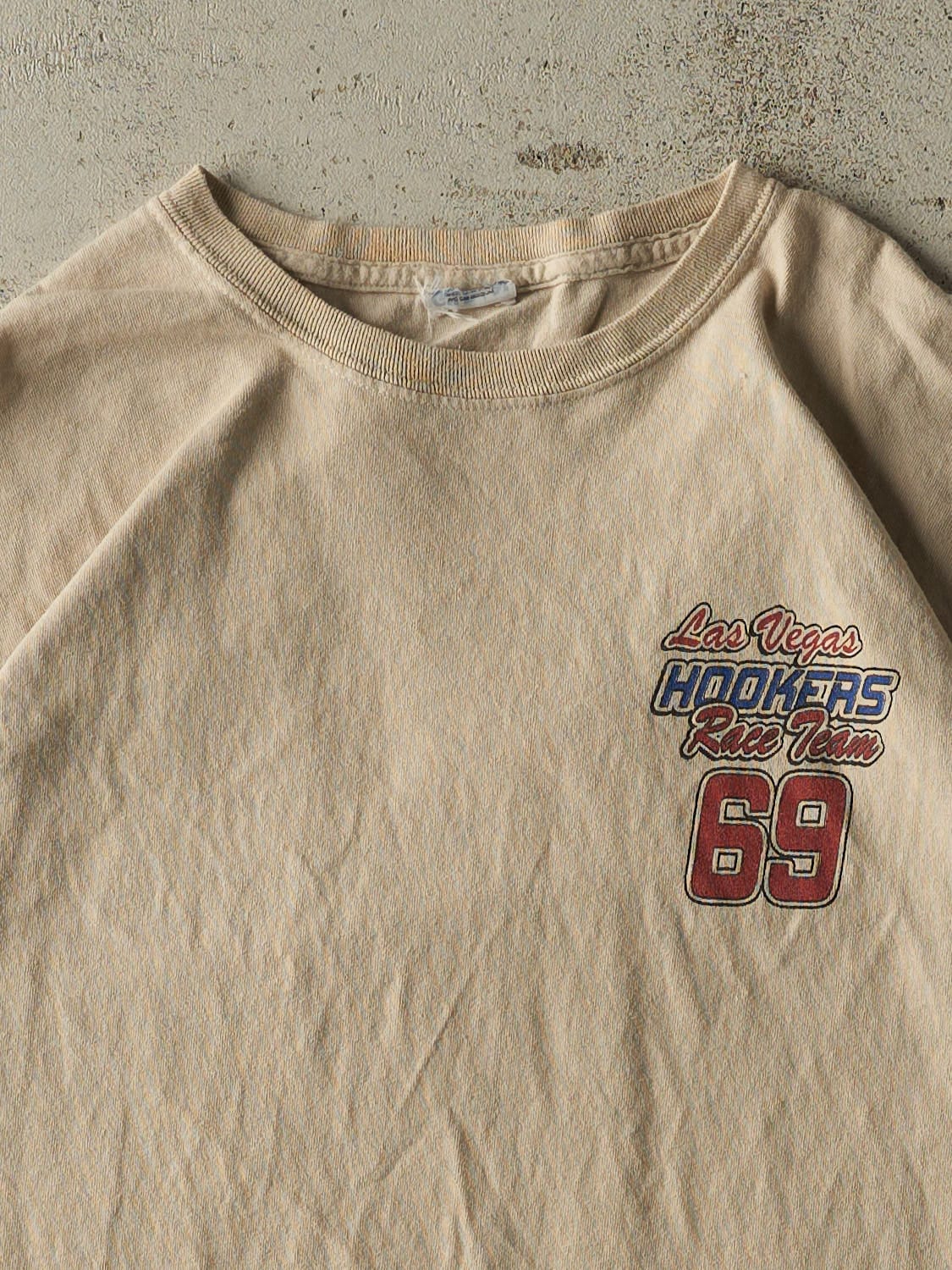 Vintage Y2K Beige Las Vegas Race Tee (L/XL)