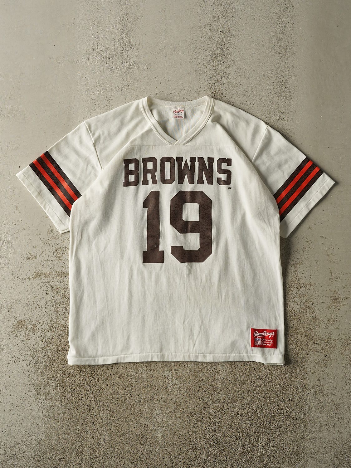 Vintage 80s White Cleveland Browns #19 Jersey Tee (L/XL)