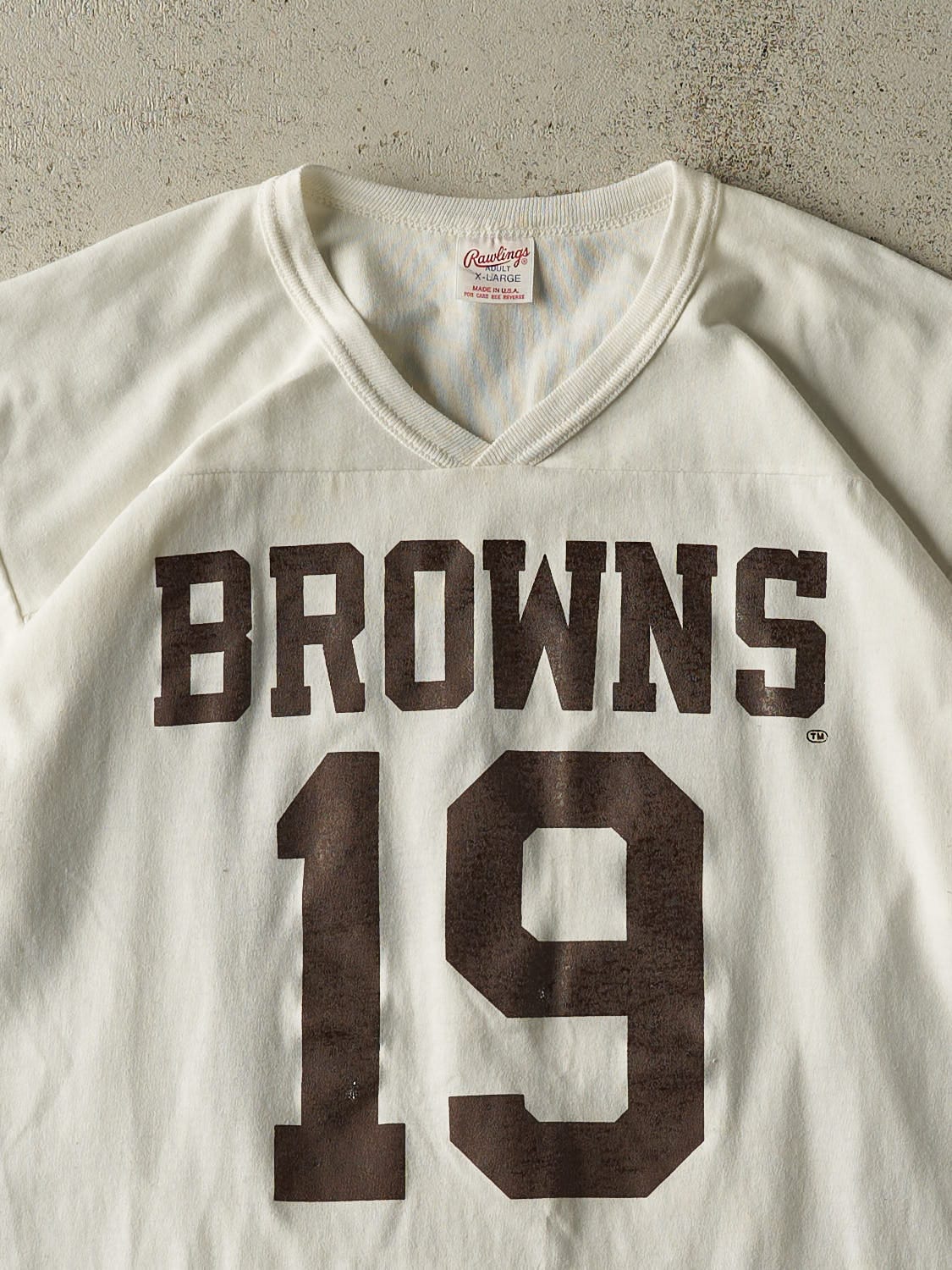 Vintage 80s White Cleveland Browns #19 Jersey Tee (L/XL)