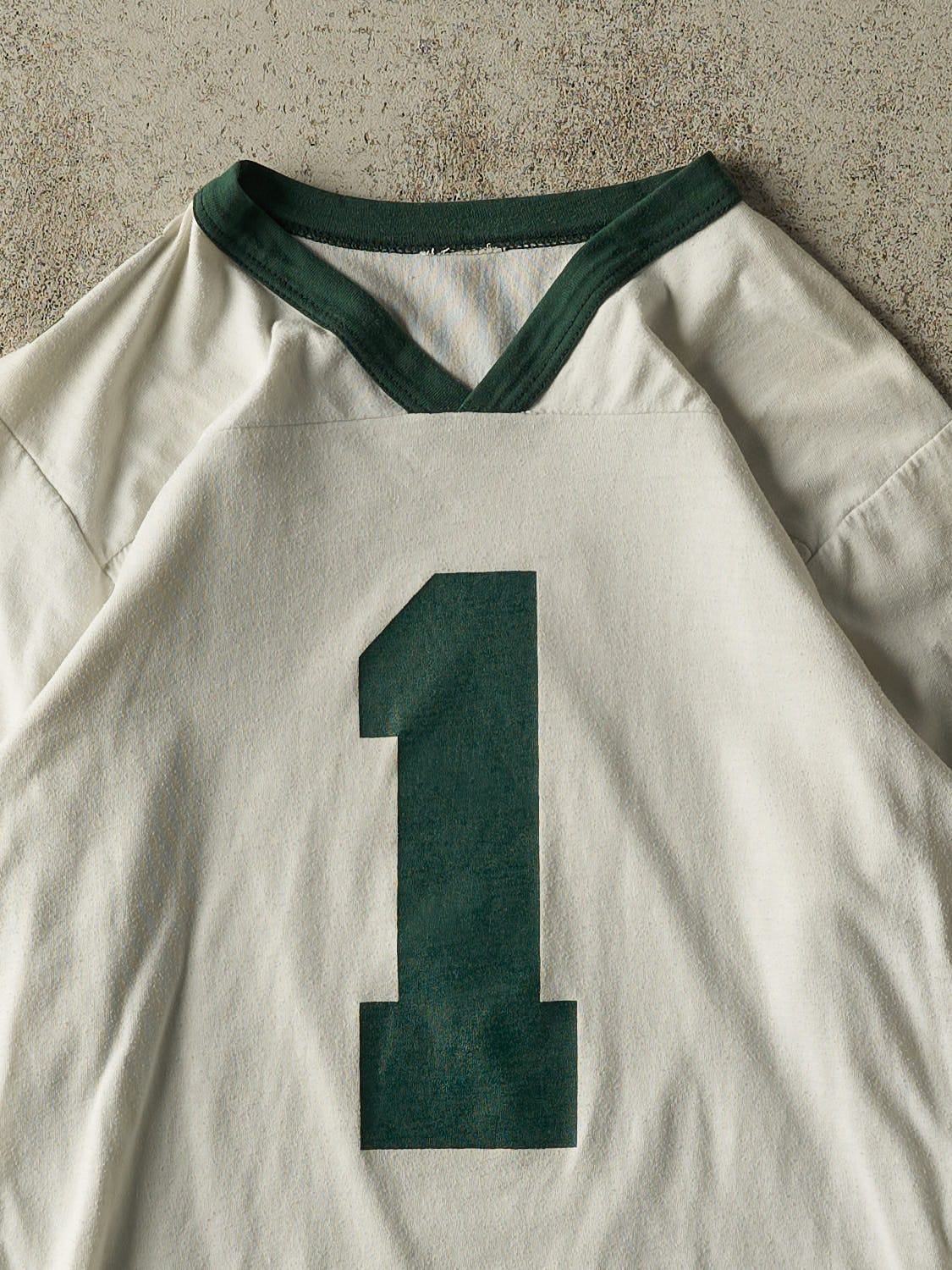 Vintage 80s White #1 Football Jersey Tee (XS/S)