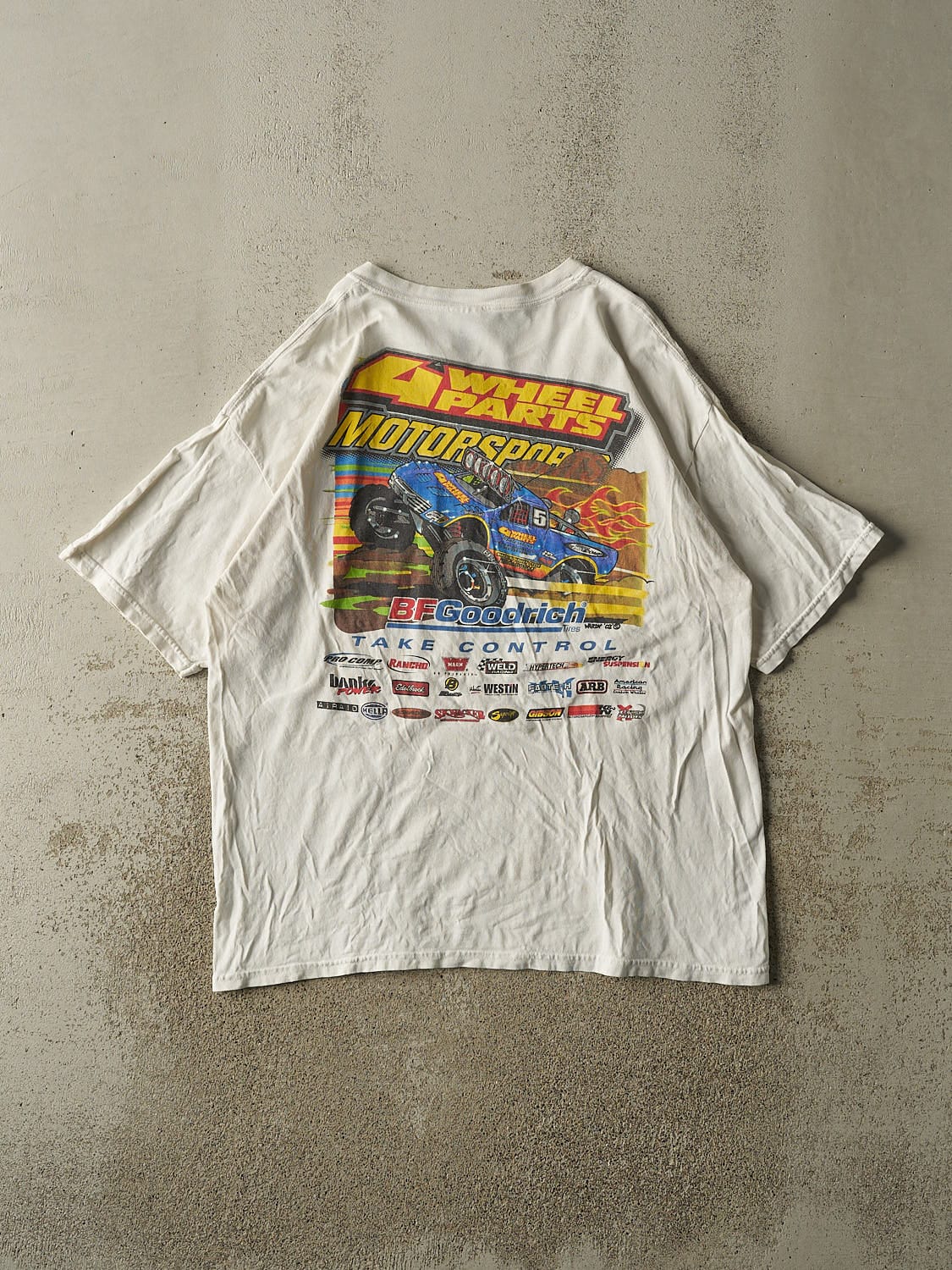 Vintage 02' White BF Goodrich x Four Wheel Parts Monster Truck Tee (L/XL)