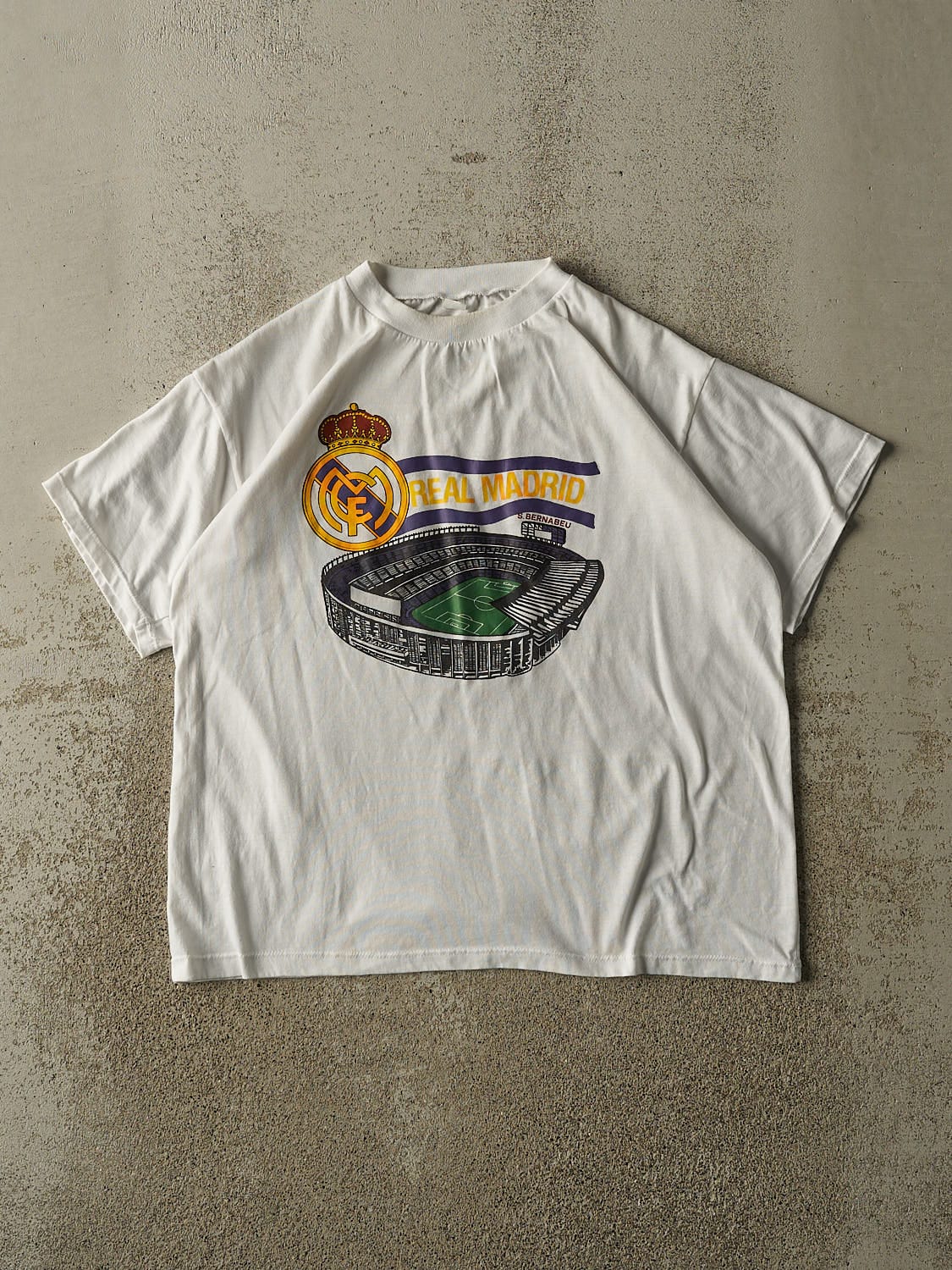 Vintage 90s White Real Madrid Tee (S/M)