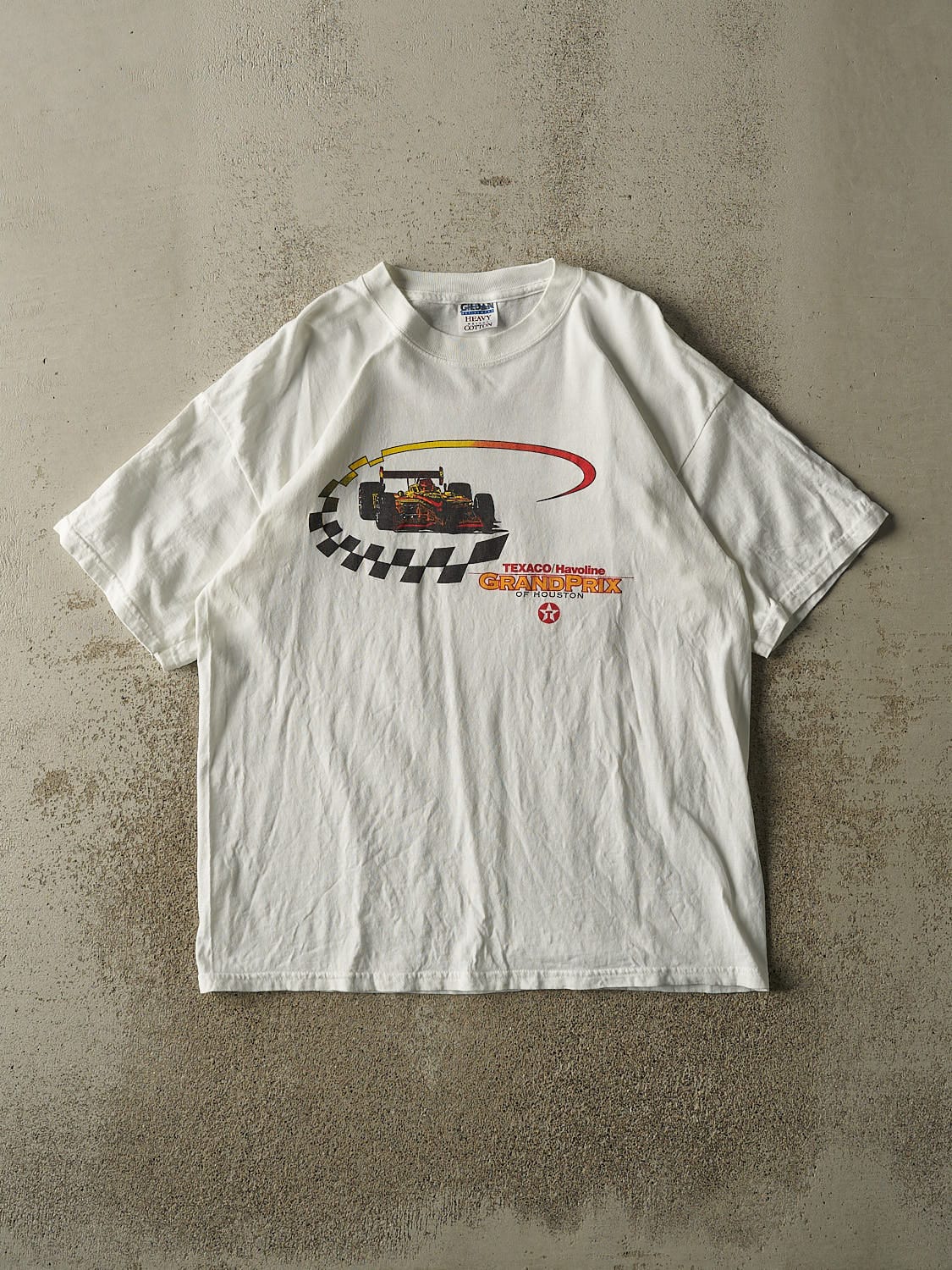 Vintage 90s White Texaco Grand Prix Houston Tee (L/XL)