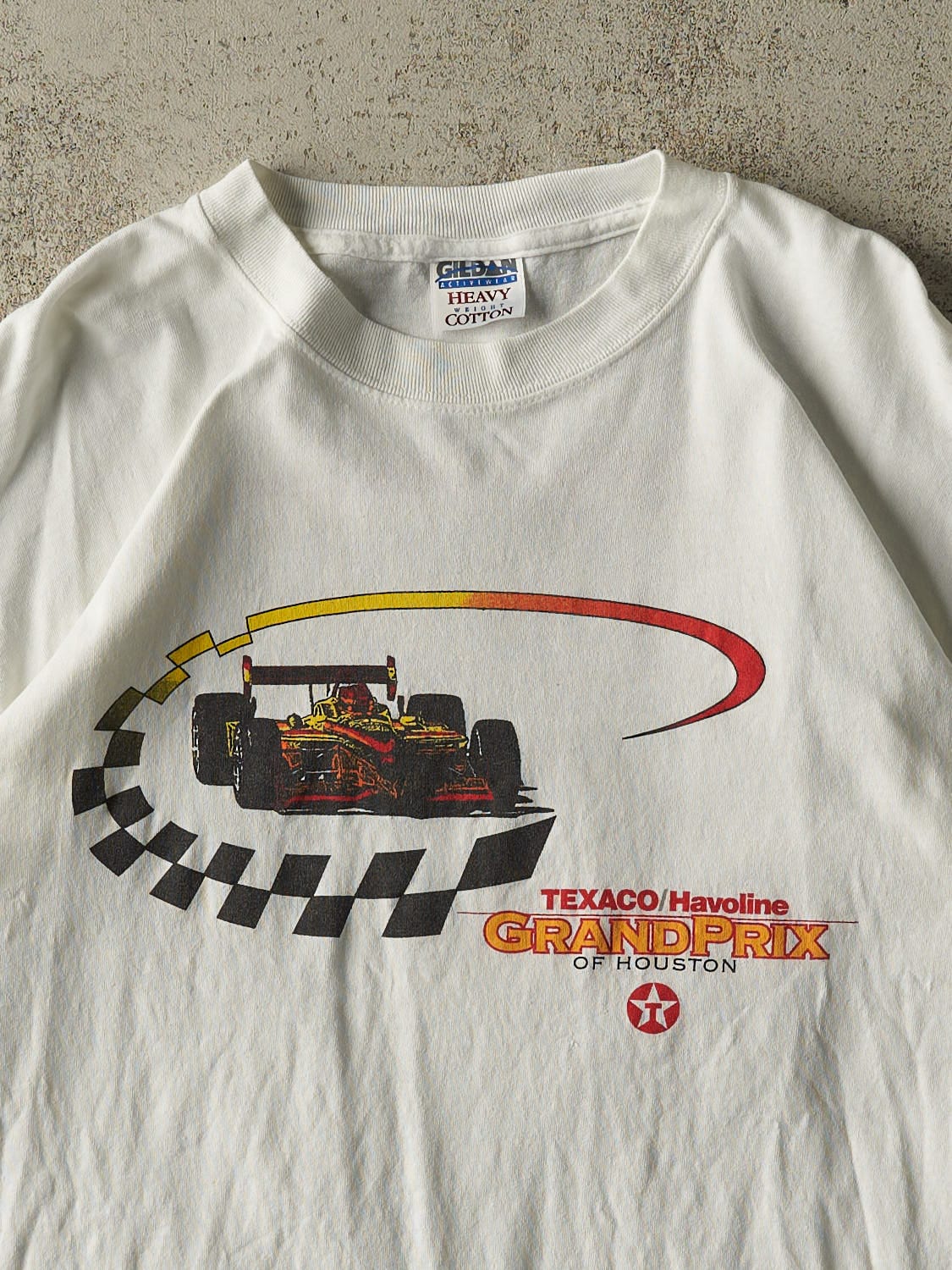 Vintage 90s White Texaco Grand Prix Houston Tee (L/XL)