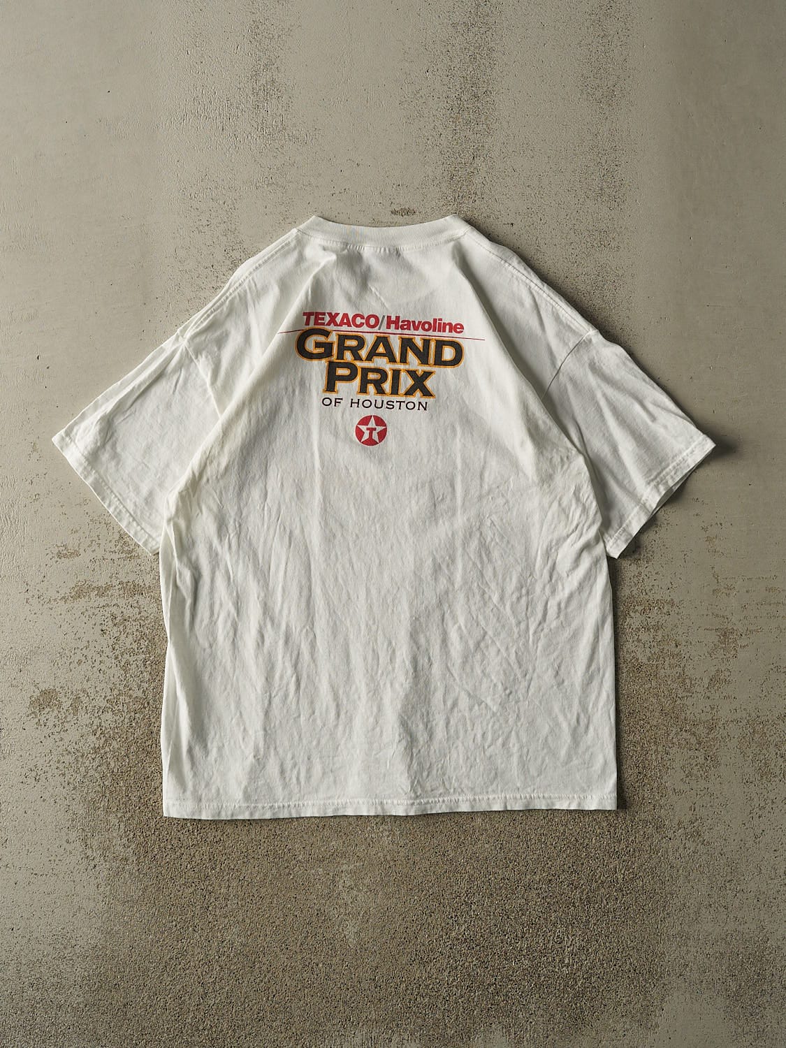 Vintage 90s White Texaco Grand Prix Houston Tee (L/XL)
