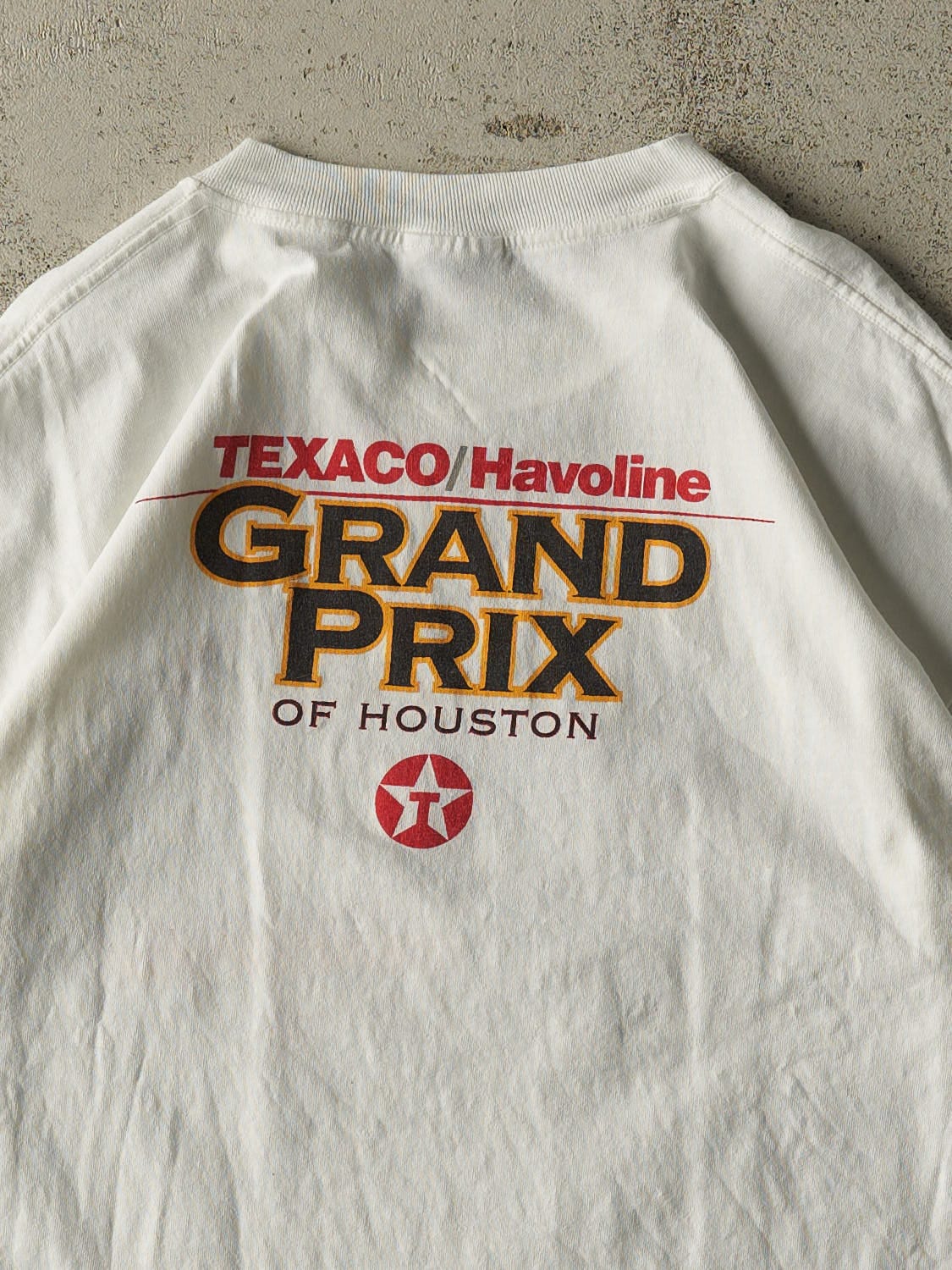 Vintage 90s White Texaco Grand Prix Houston Tee (L/XL)