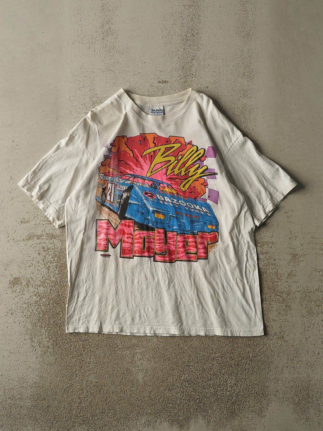 Vintage 90s White Billy Moyer Racing Tee (L/XL)
