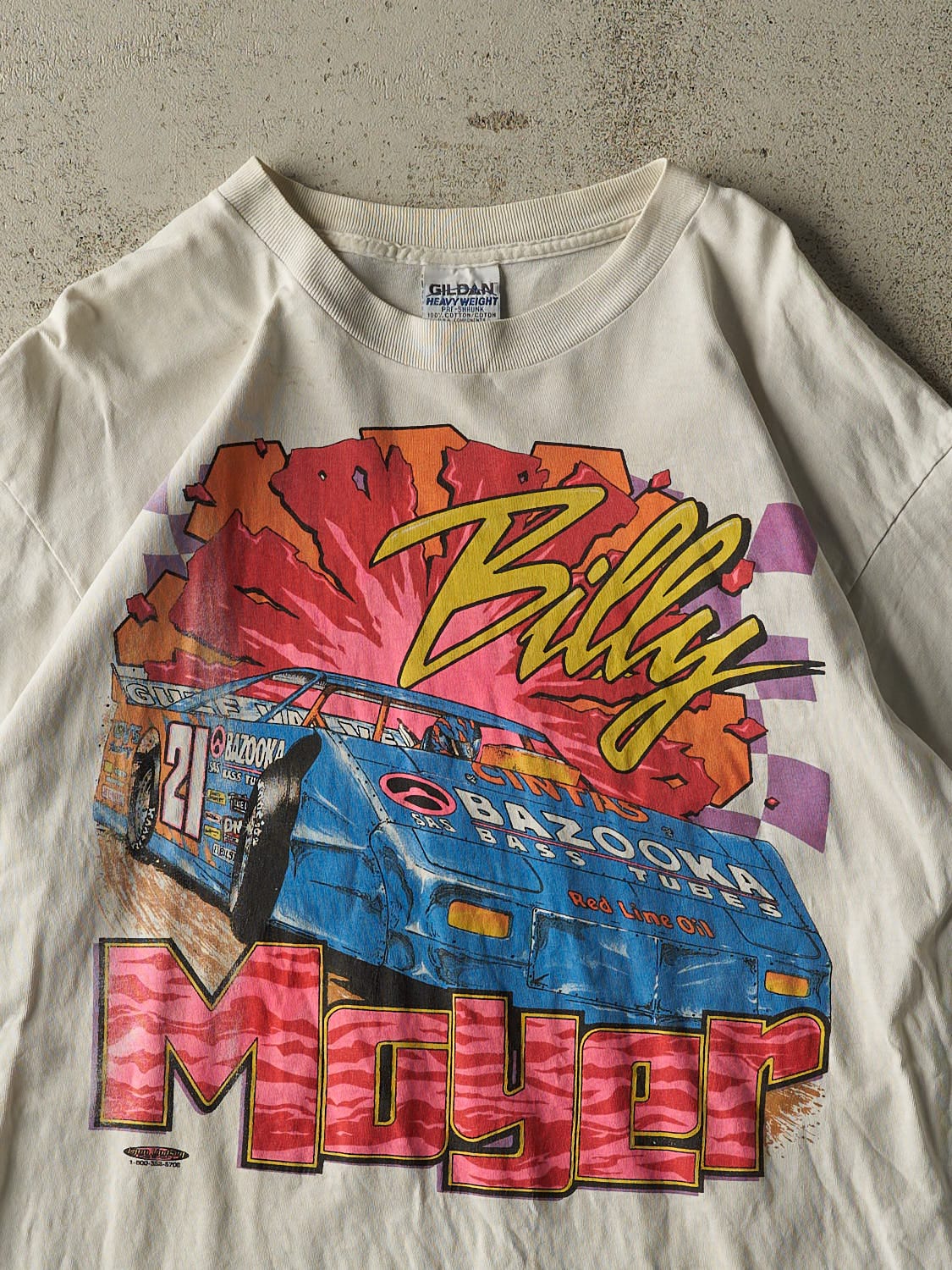 Vintage 90s White Billy Moyer Racing Tee (L/XL)