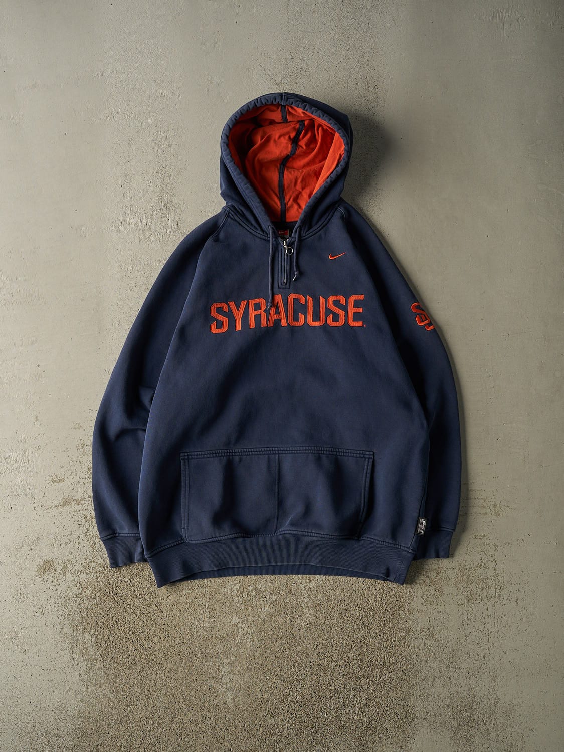Vintage Y2K Navy Blue Nike Syracuse University Quarter Zip Hoodie (XXXL)