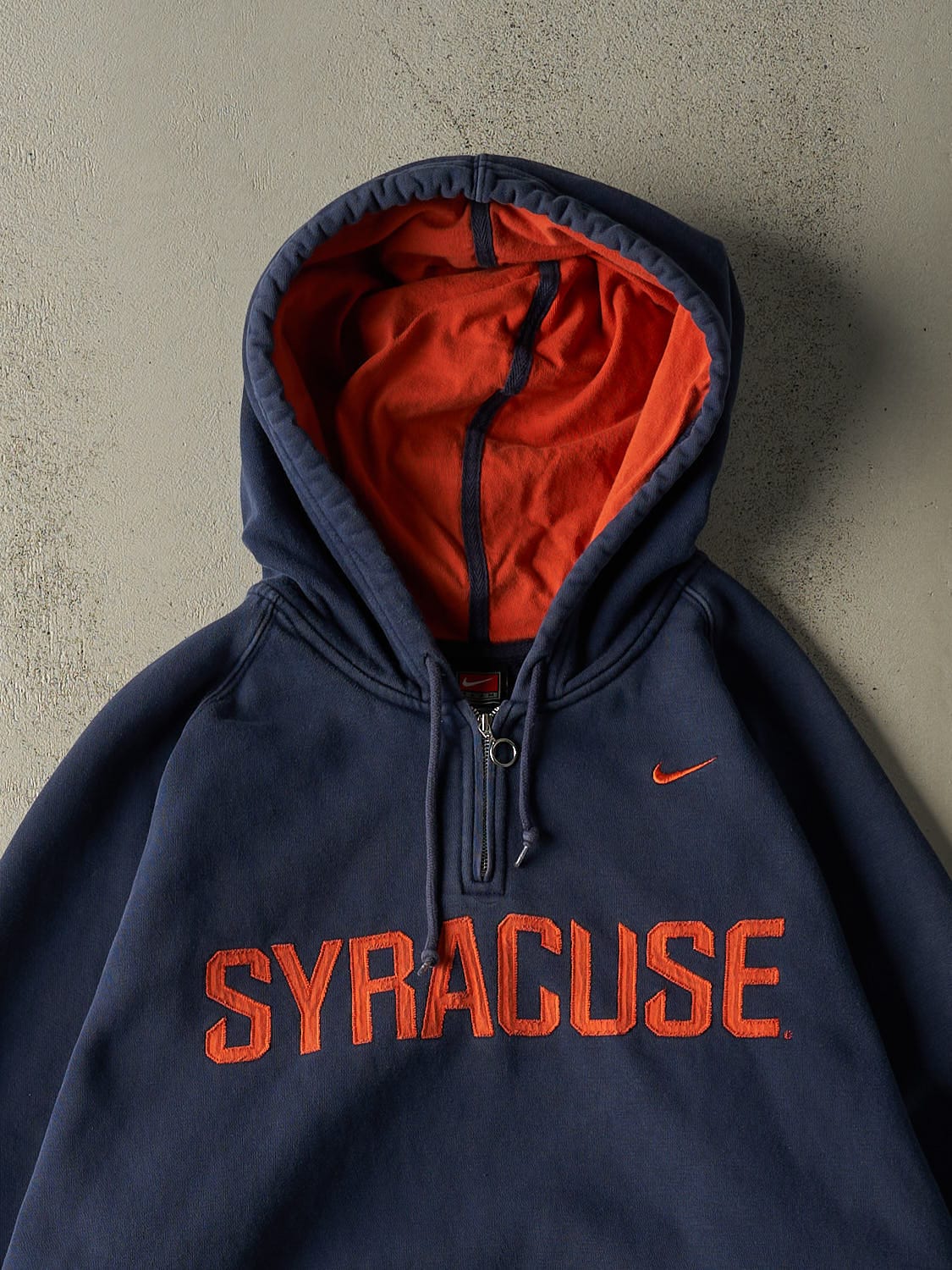 Vintage Y2K Navy Blue Nike Syracuse University Quarter Zip Hoodie (XXXL)