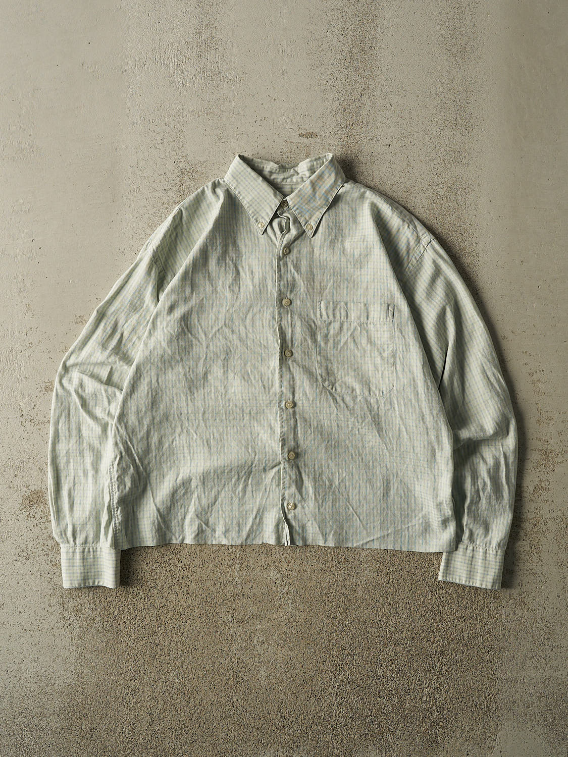 Vintage Y2K Green Burberry Cropped Button Up Long Sleeve (M)