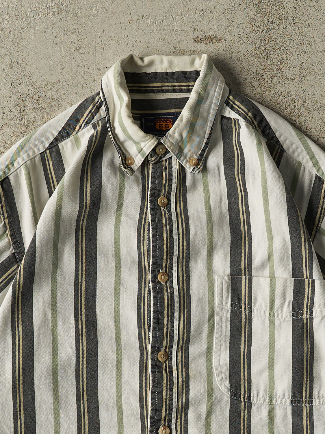 Vintage 90s White Route 66 Cropped Button Up Tee (XS/S)