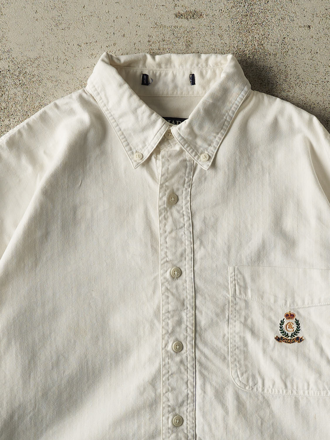 Vintage 90s White Chaps Ralph Lauren Cropped Button Up Long Sleeve (S/M)