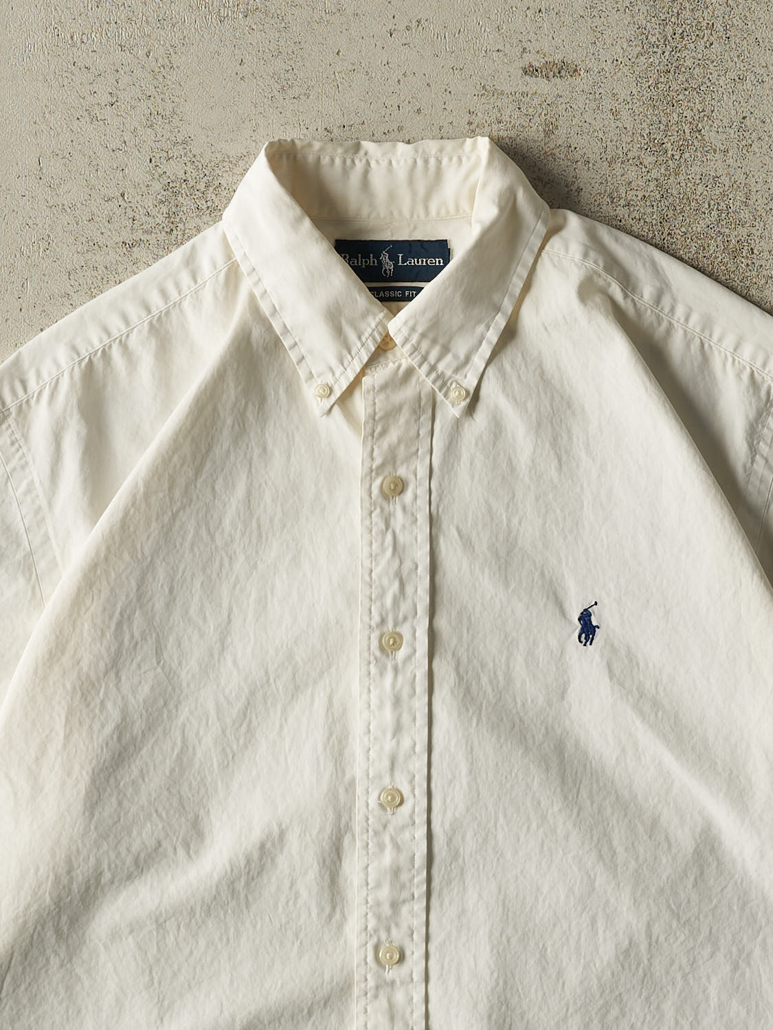 Vintage 90s White Polo Cropped Button Up Tee (L/XL)