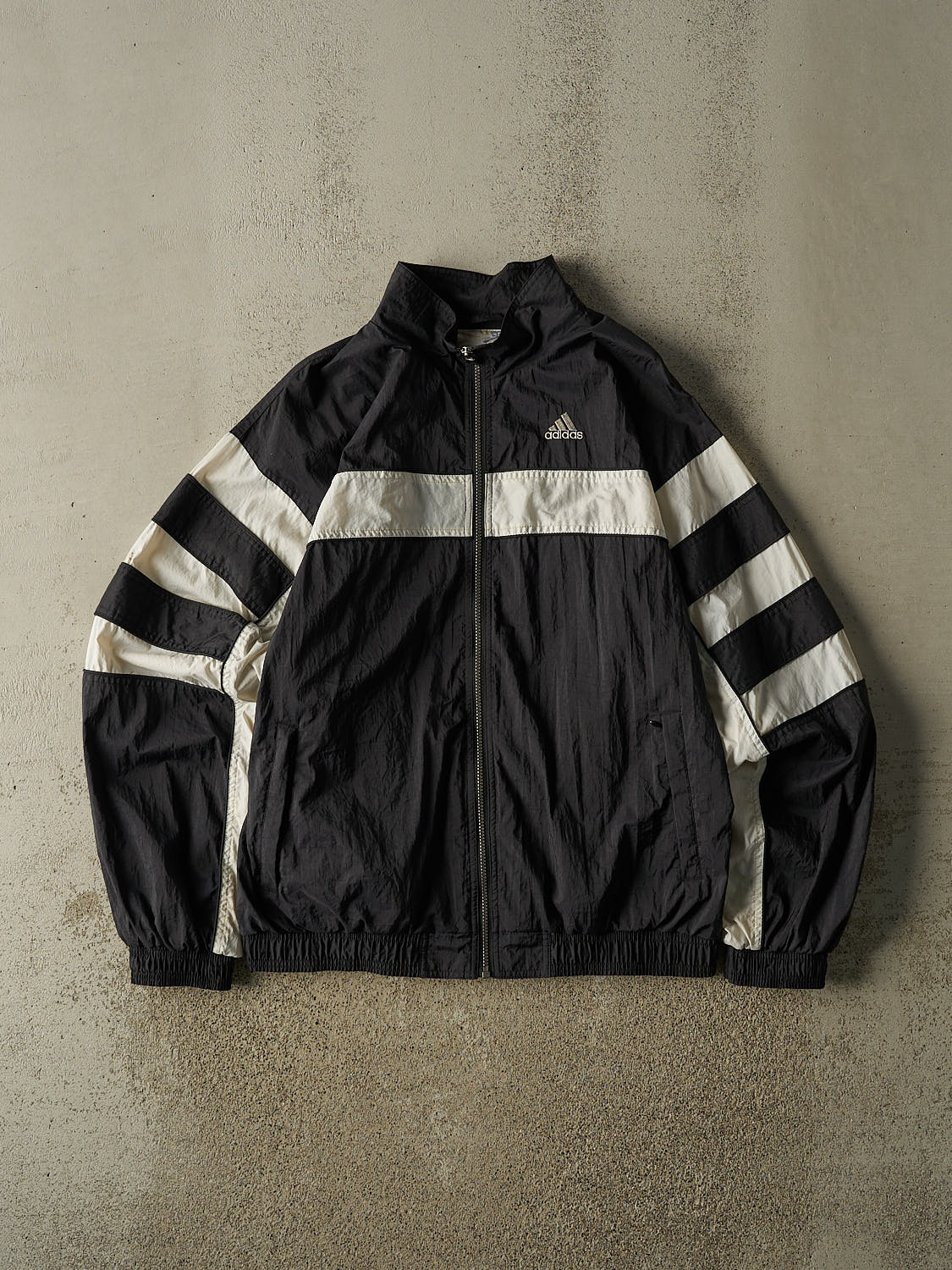 Vintage 90s Black Adidas Zip Up Windbreaker Jacket (L/XL)