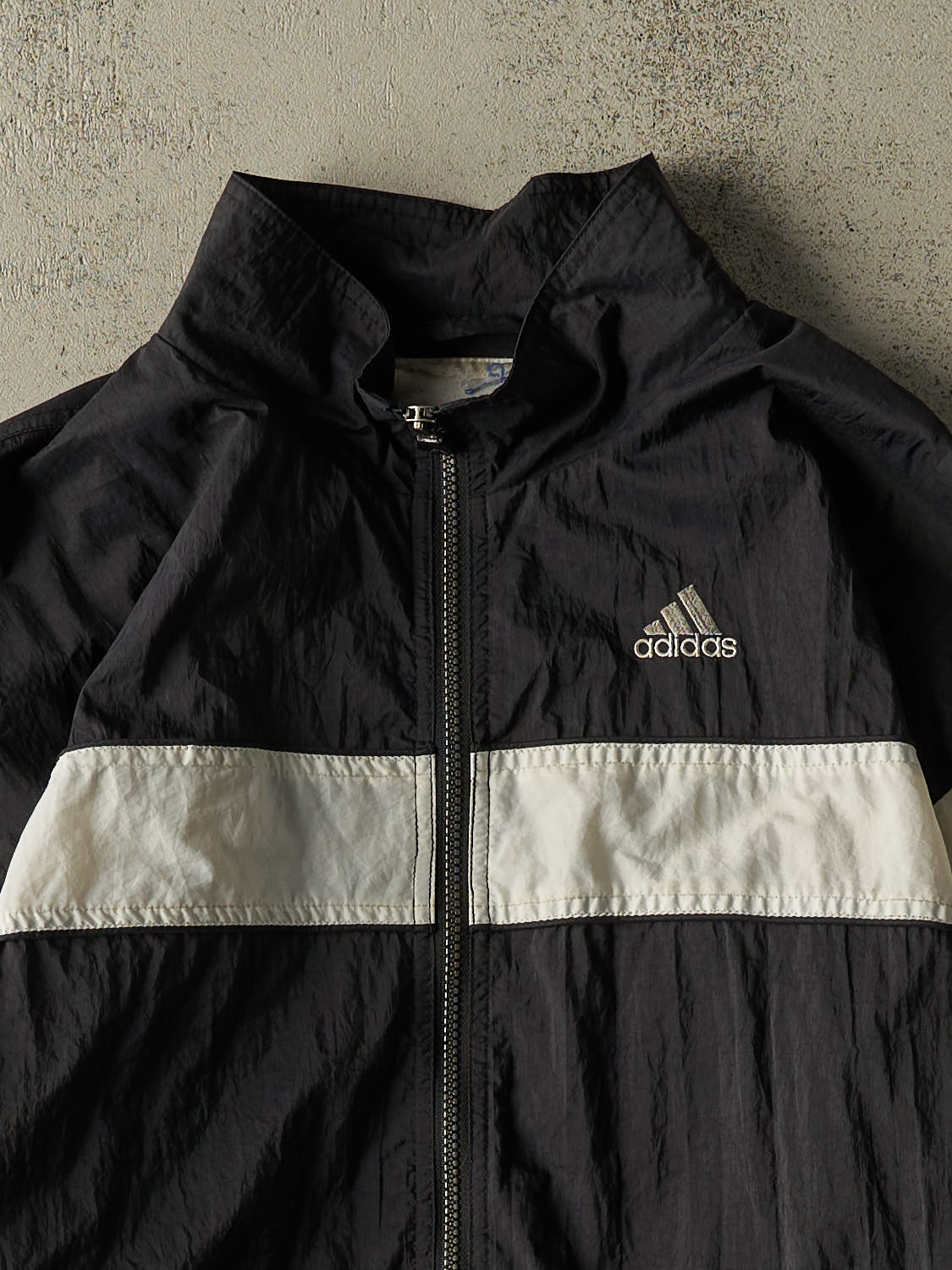 Vintage 90s Black Adidas Zip Up Windbreaker Jacket (L/XL)