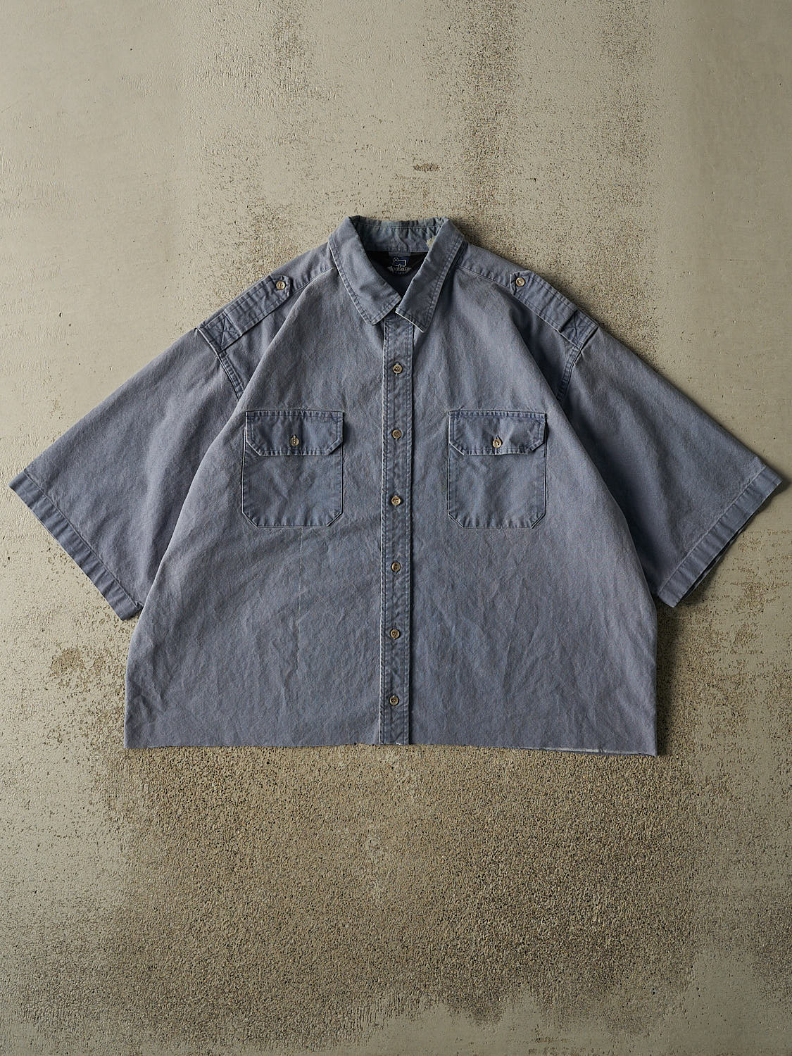 Vintage 90s Blue Woolrich Cropped Button Up Tee (M/L)