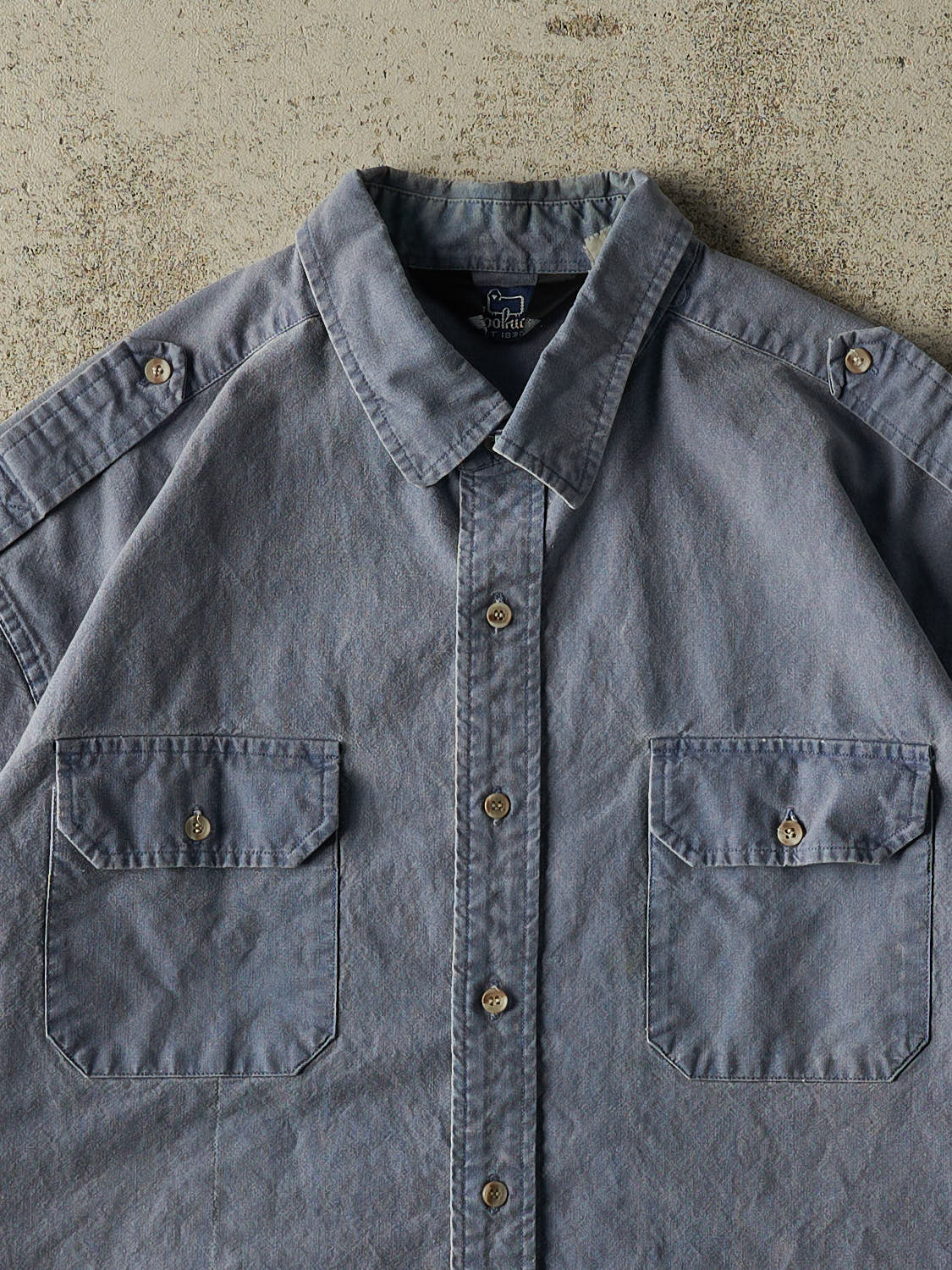 Vintage 90s Blue Woolrich Cropped Button Up Tee (M/L)