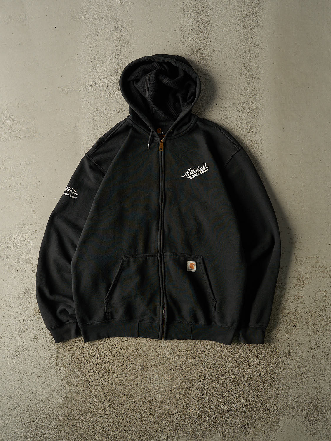 Vintage Y2K Black Carhartt Embroidered Zip Up Hoodie (XL)