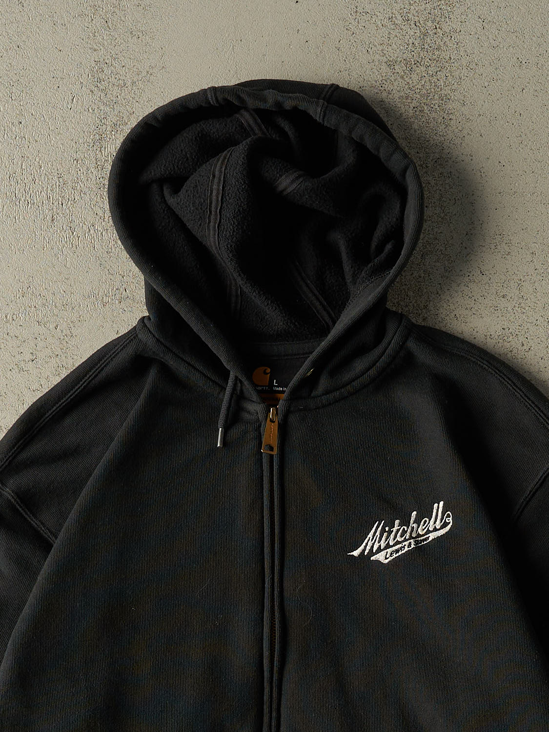 Vintage Y2K Black Carhartt Embroidered Zip Up Hoodie (XL)