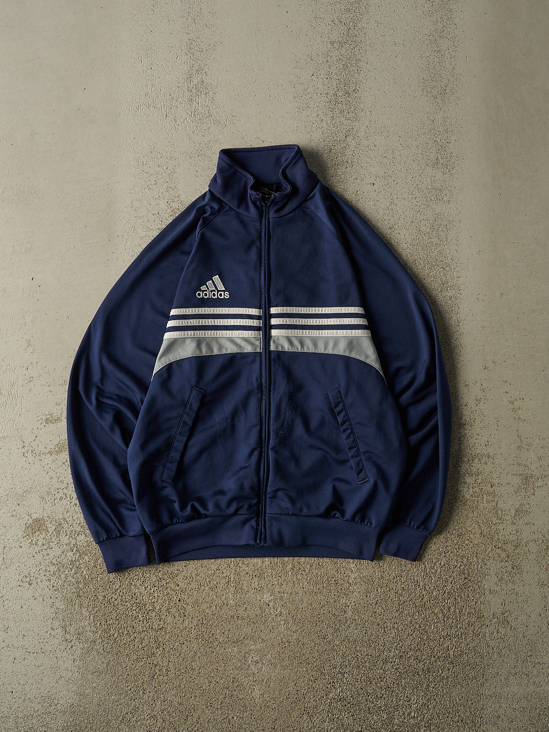 Vintage Y2K Navy Blue Adidas Zip Up Track Sweater (S/M)