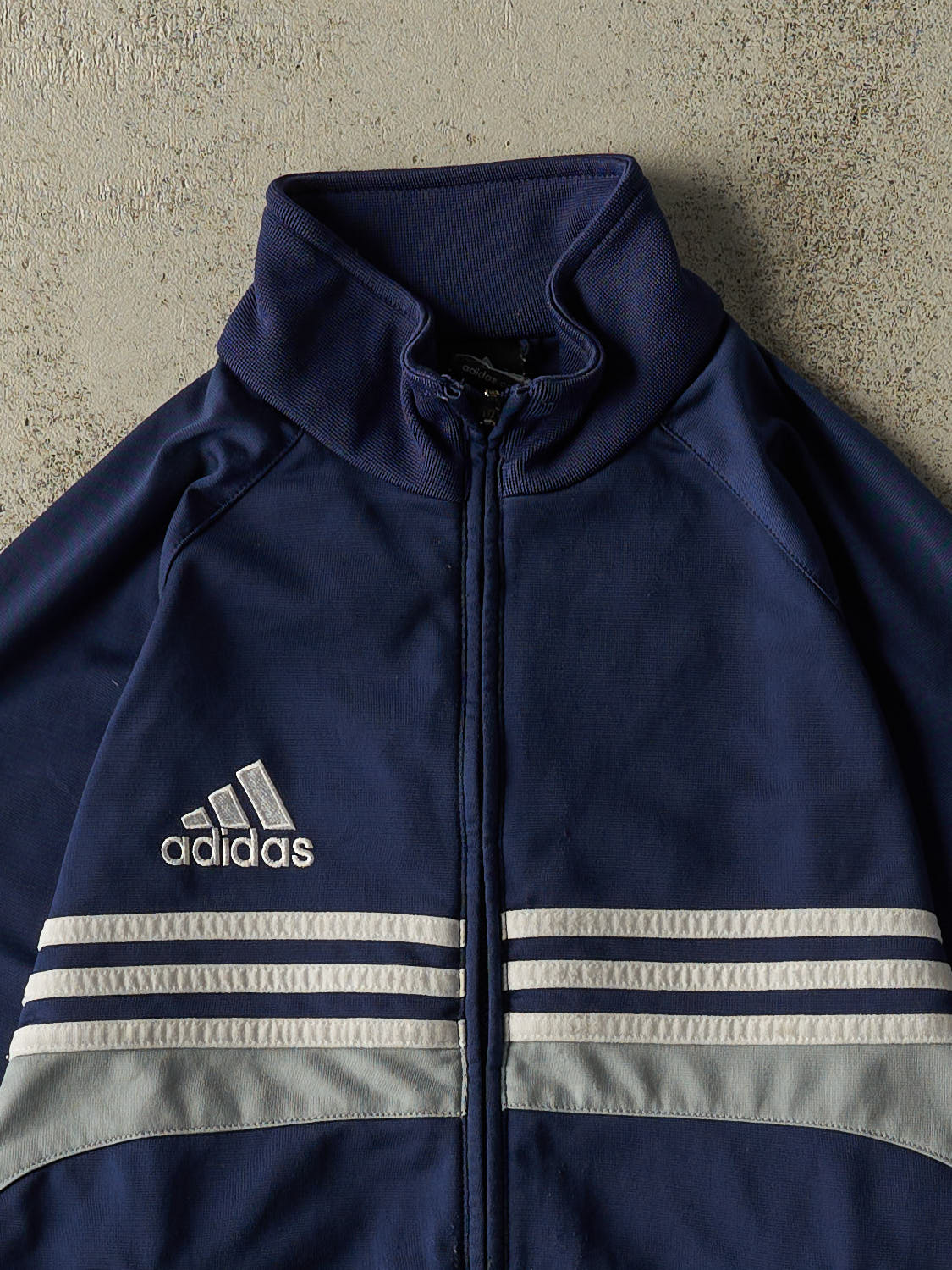 Vintage Y2K Navy Blue Adidas Zip Up Track Sweater (S/M)