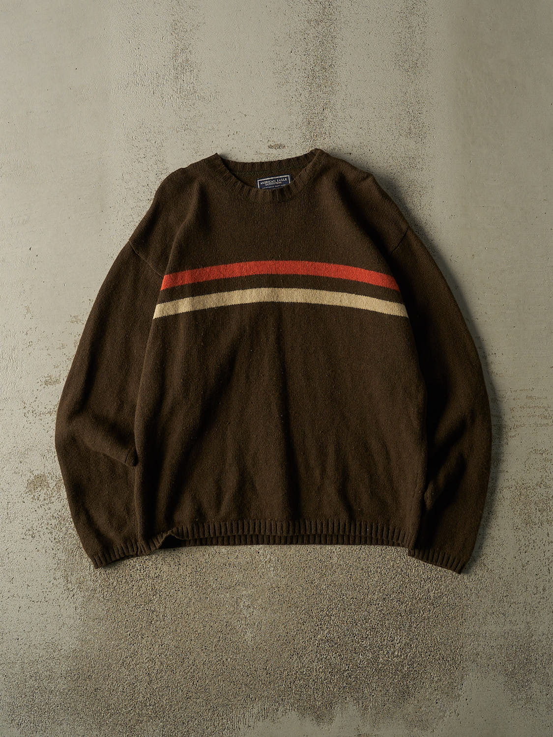 Vintage 90s Brown American Eagle Striped Knit (L/XL)